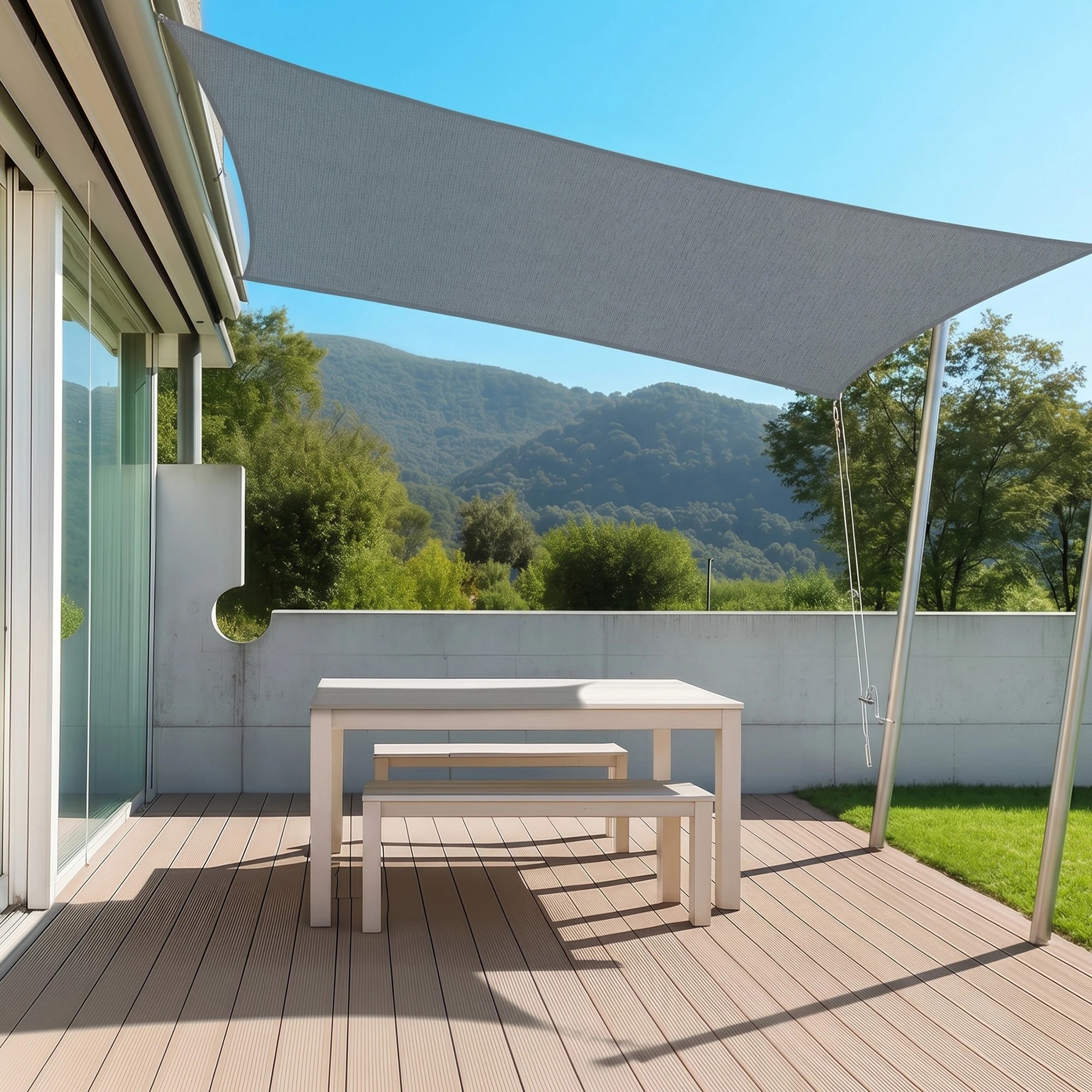 7 Instahut Sun Shade Sail Cloth 98% UV Block Outdoor Canopy Rectangle 2X5M - Grey, 7 of 8