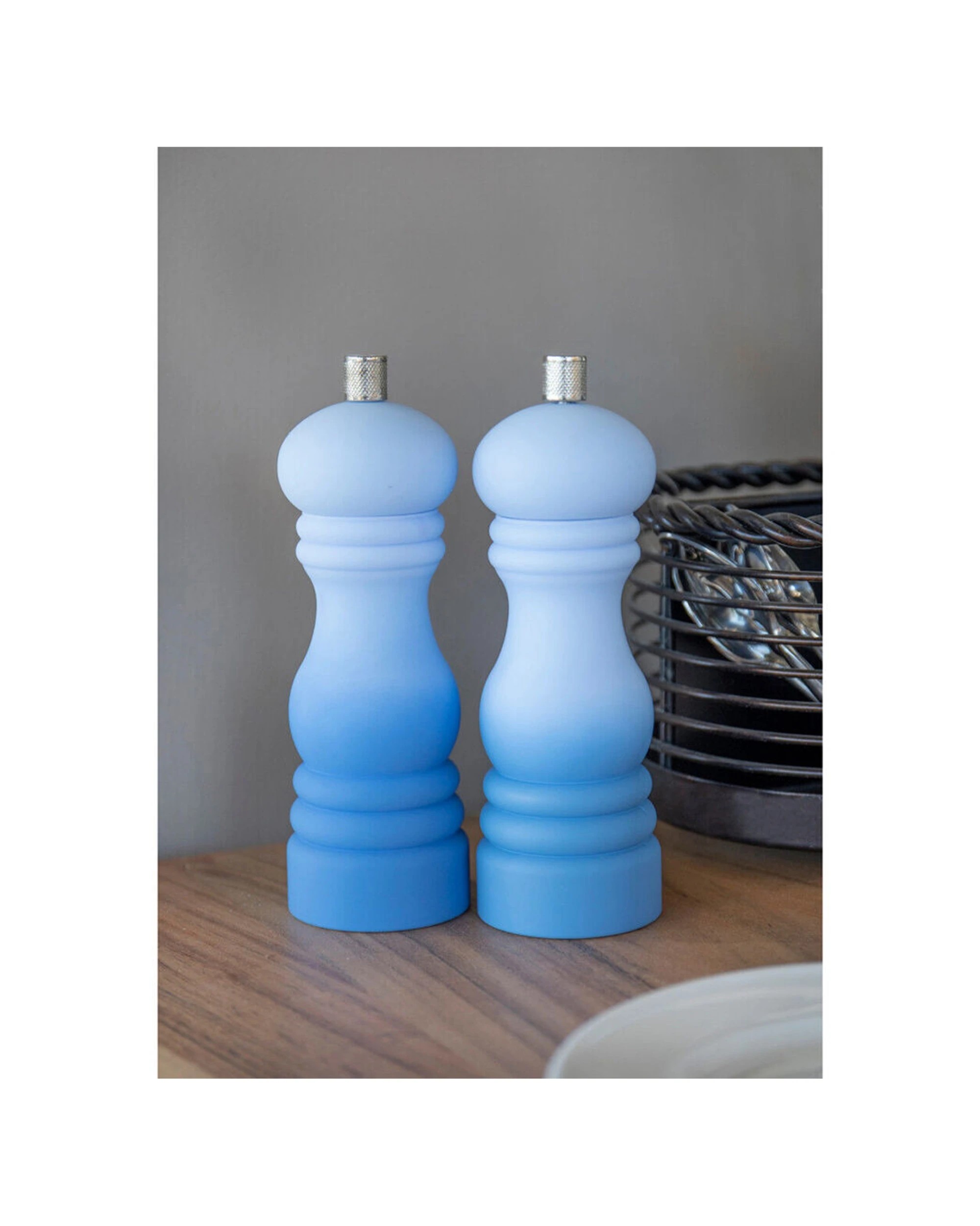 4 Mastercraft 2PK 17cm Ombre Capstan Salt Pepper Mill Spice Grinder Kitchen Utensils Set - Blue, 4 of 6