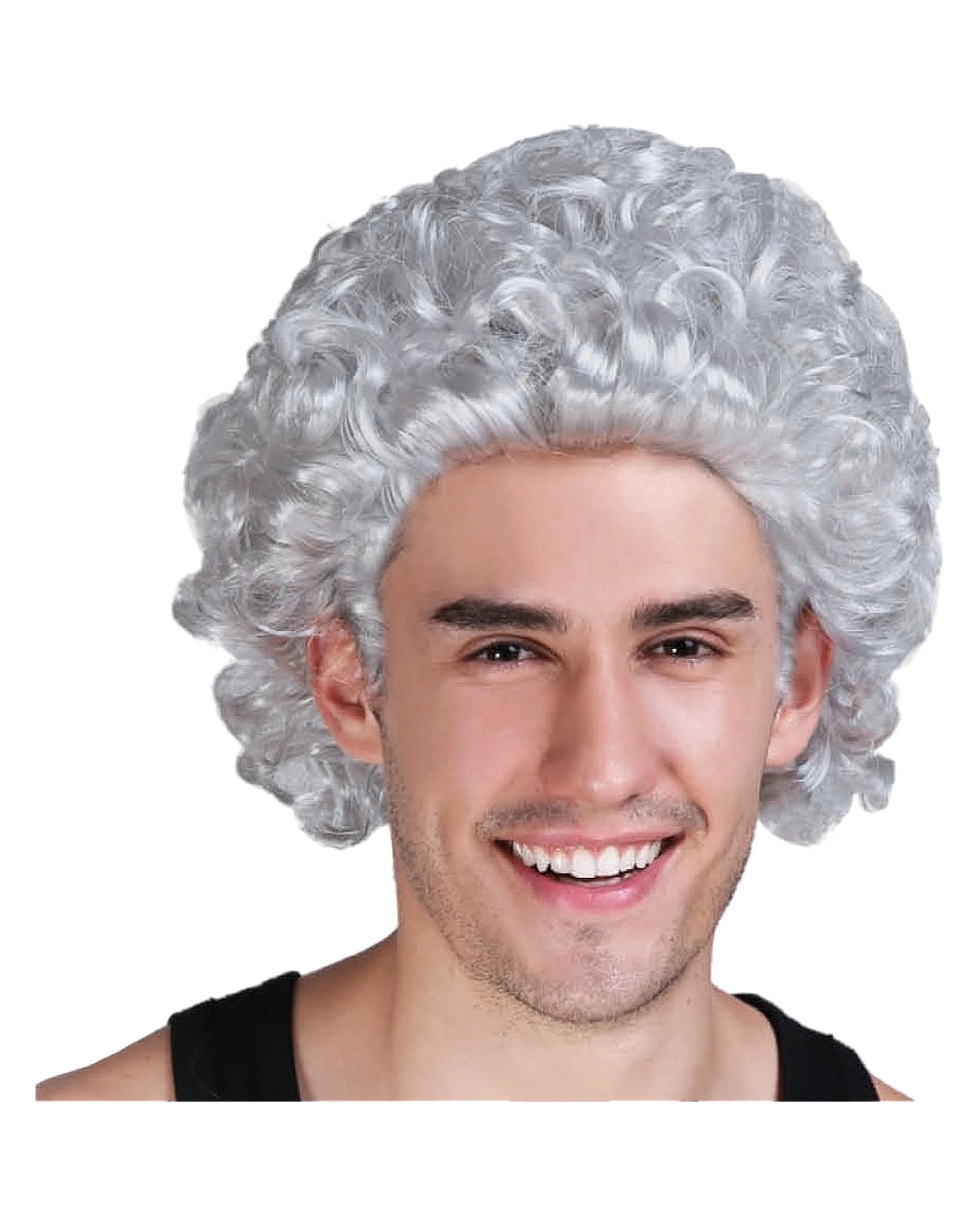 mens grey wig fancy dress JD Party Curly - One Size - Grey Statement Pieces Boutique