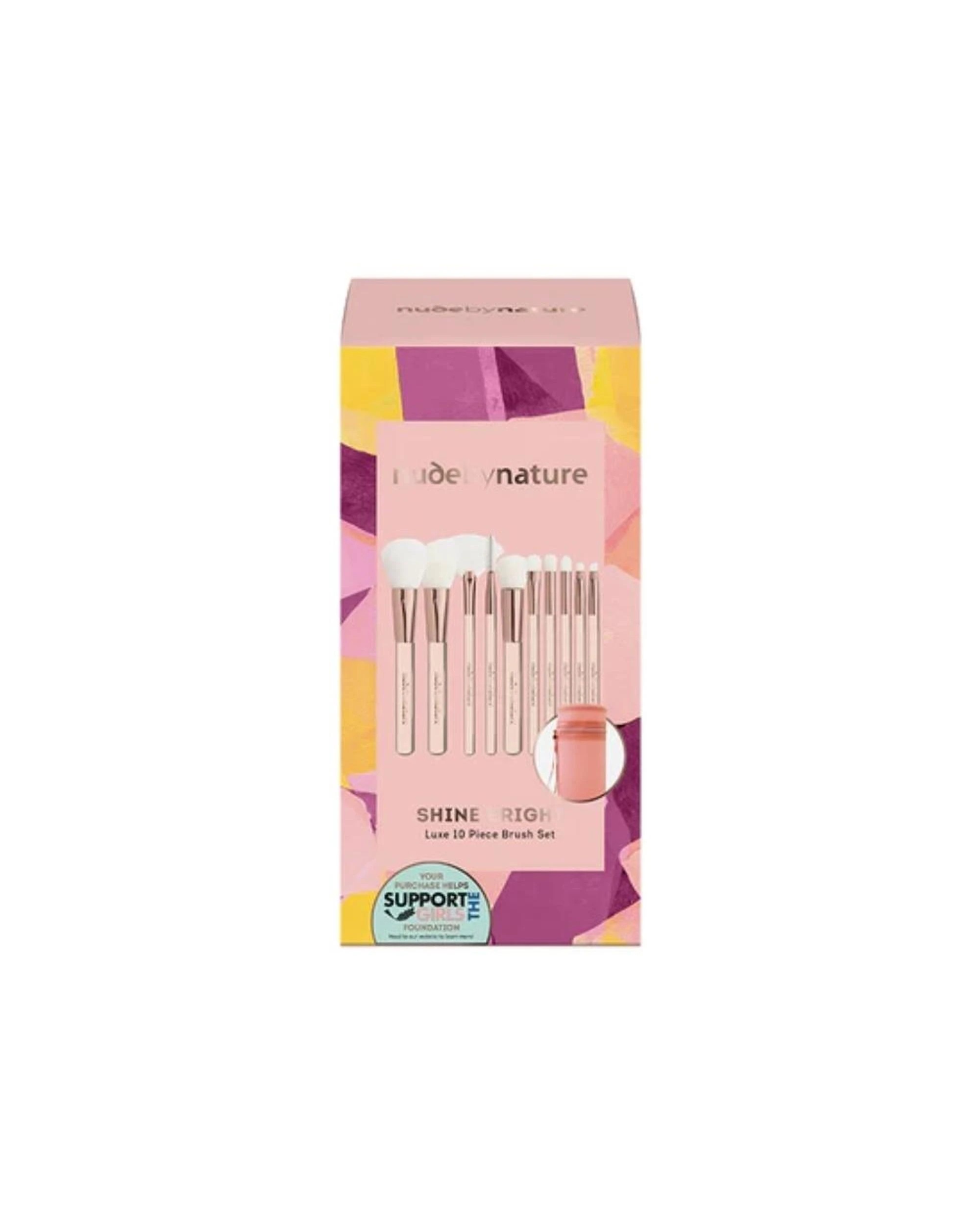 1 Nude by Nature Shine Bright 10 Piece Brush Set, 1 of 2