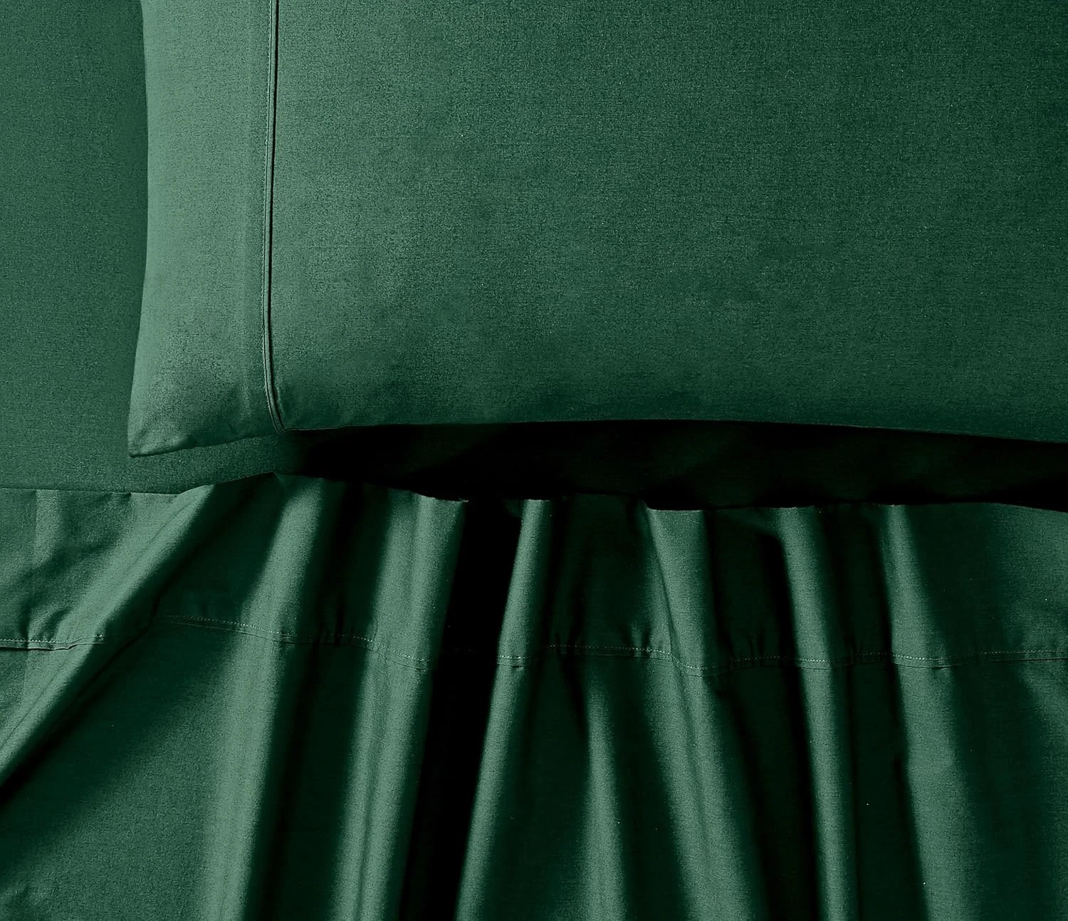 3 Gioia Casa Vintage Washed Cotton Sheet Set Soft Breathable - Single Bed - Forest Green, 3 of 5