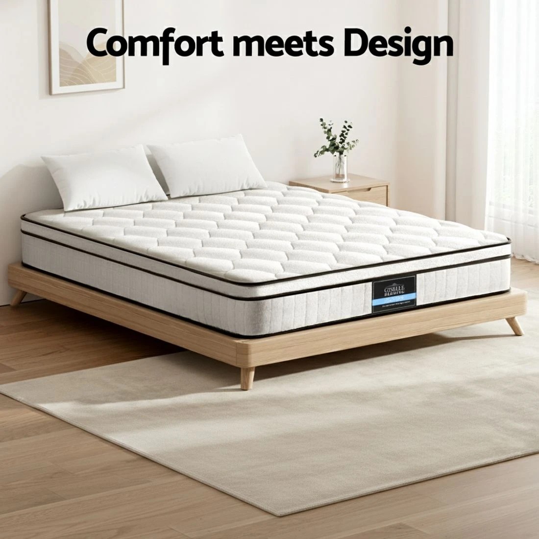 4 Giselle Bedding Mattress Boucle Fabric Cover Medium Firm 22cm Queen - White, 4 of 7