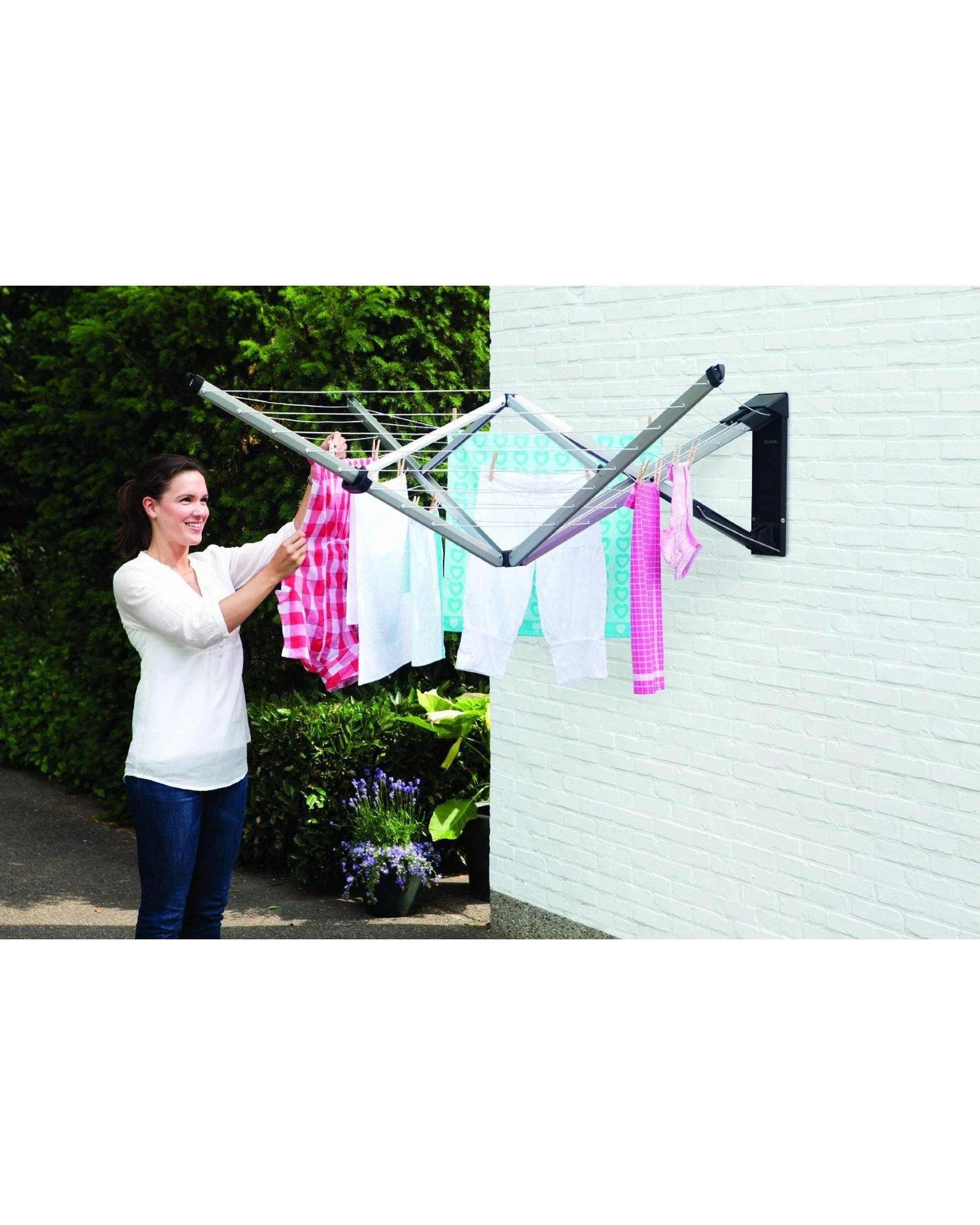 4 Brabantia Wall Fix Fold Away 4 Arm Clothes Line W Cover 24m, 4 of 5