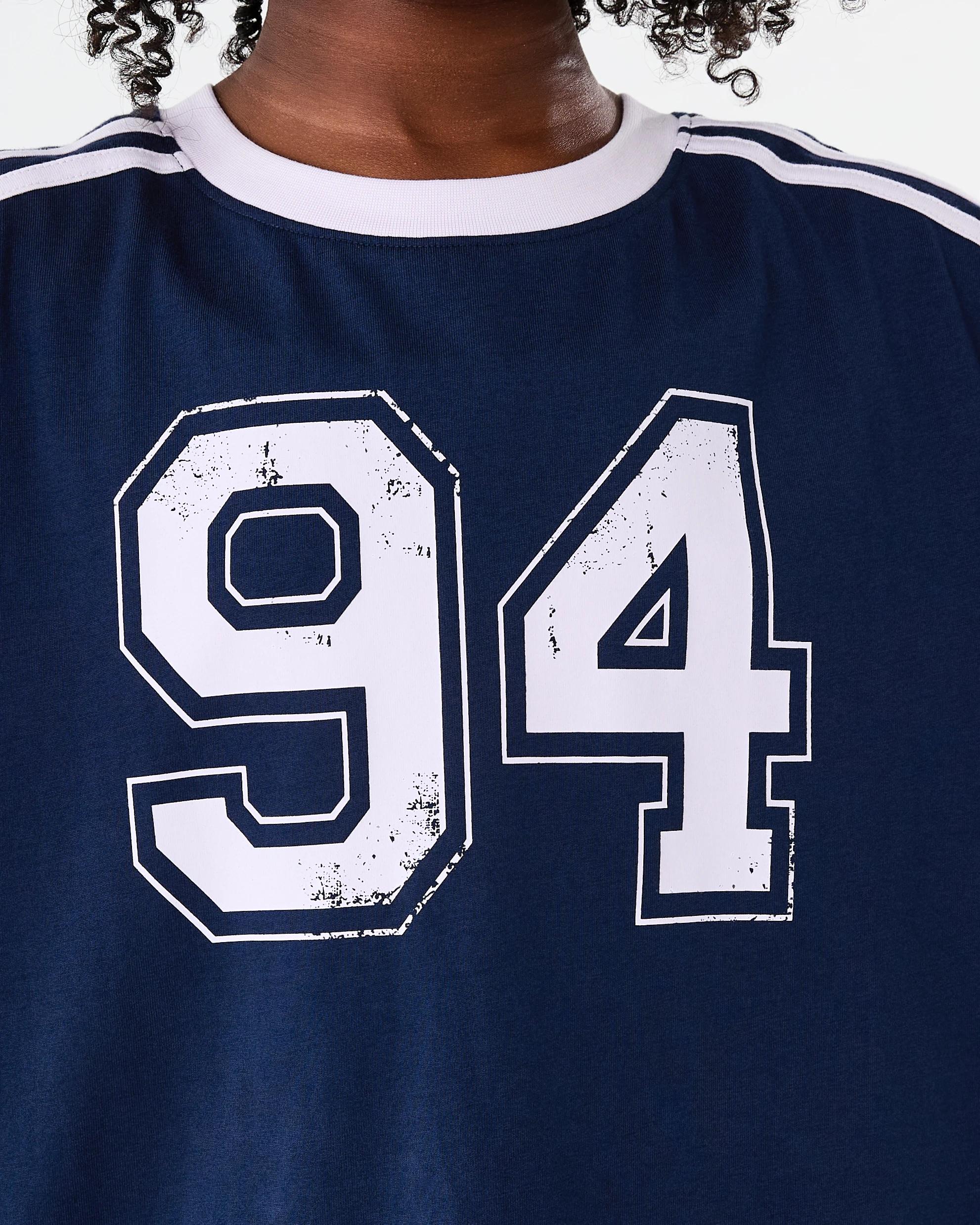 4 Side Stripe Crew Neck Oversized T-shirt Blue 94, 4 of 7