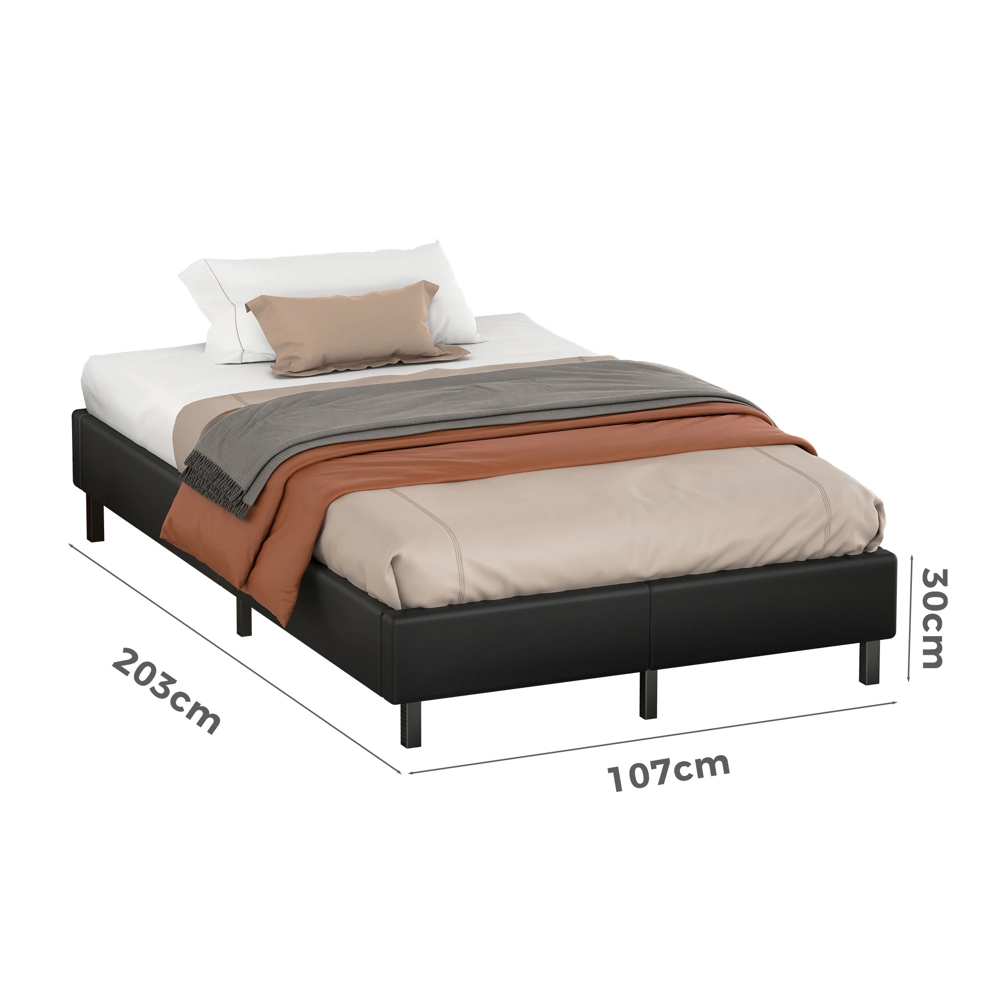 7 Alfordson Bed Frame King Single Mattress Base Foundation Leather Basel - Black, 7 of 10