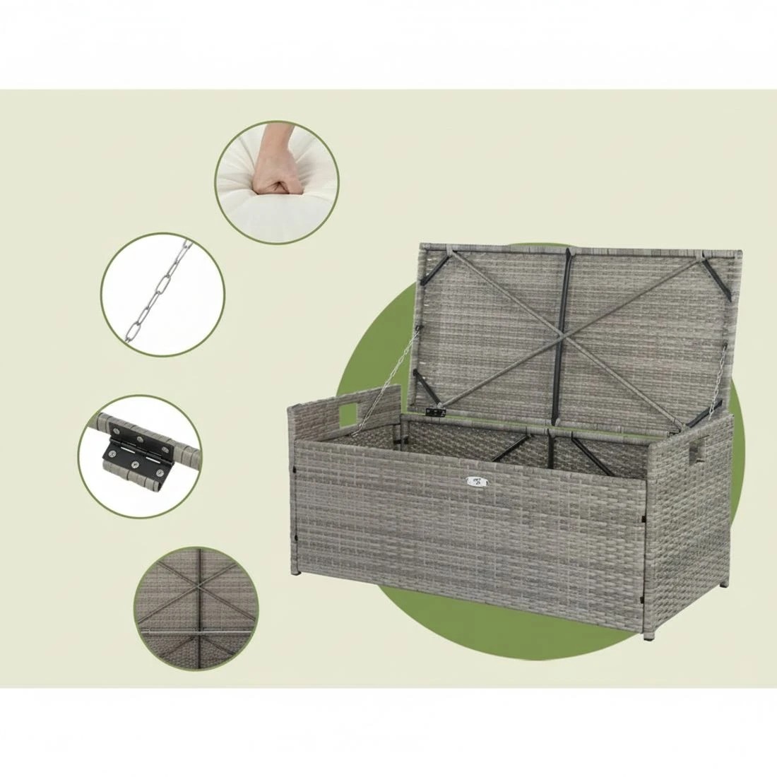 7 Gardeon Outdoor Storage Bench - Grey, 7 of 7
