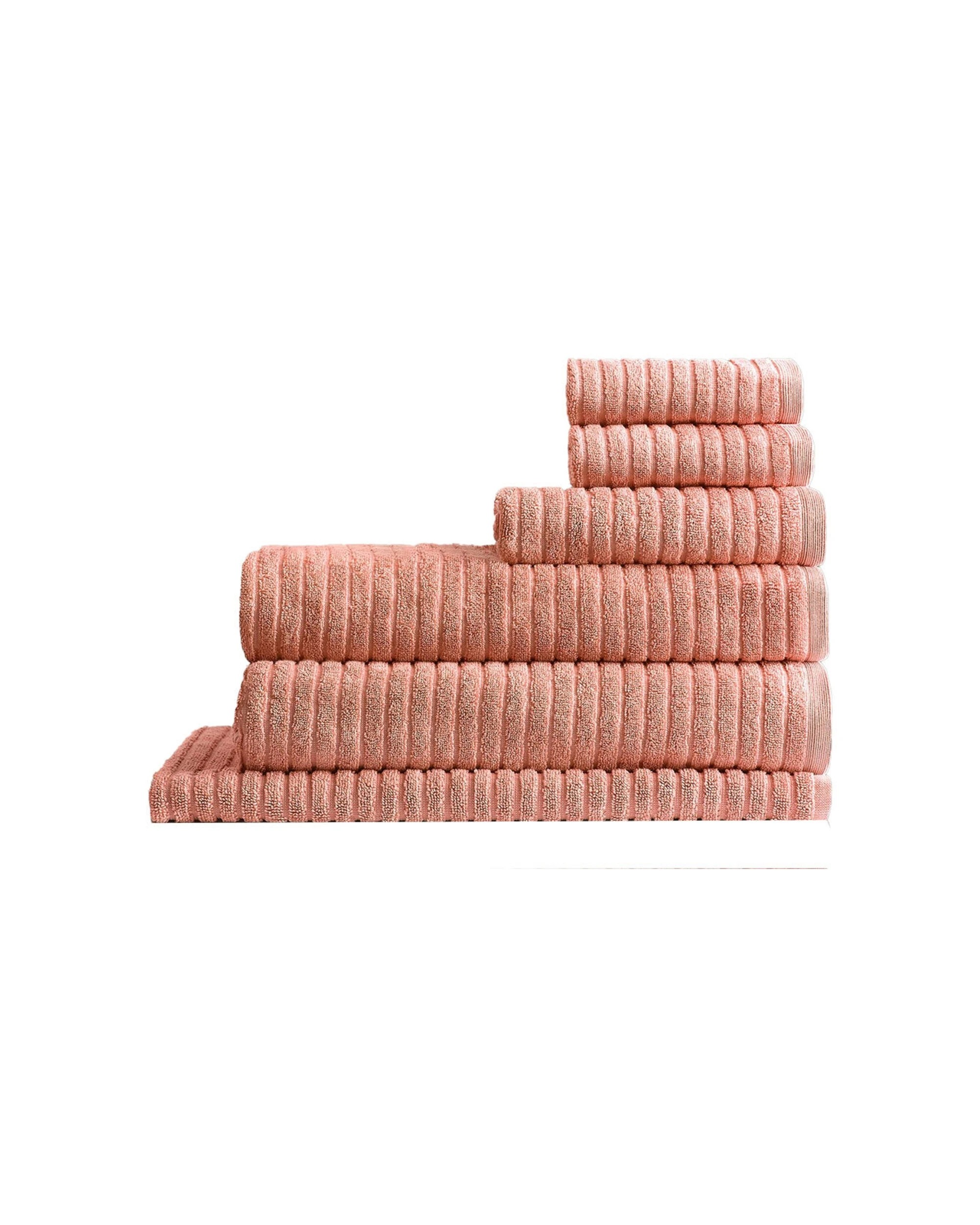 1 Canningvale Alessia Cotton Bamboo Rib Towel Set 6pc Dusk - Pink, 1 of 4