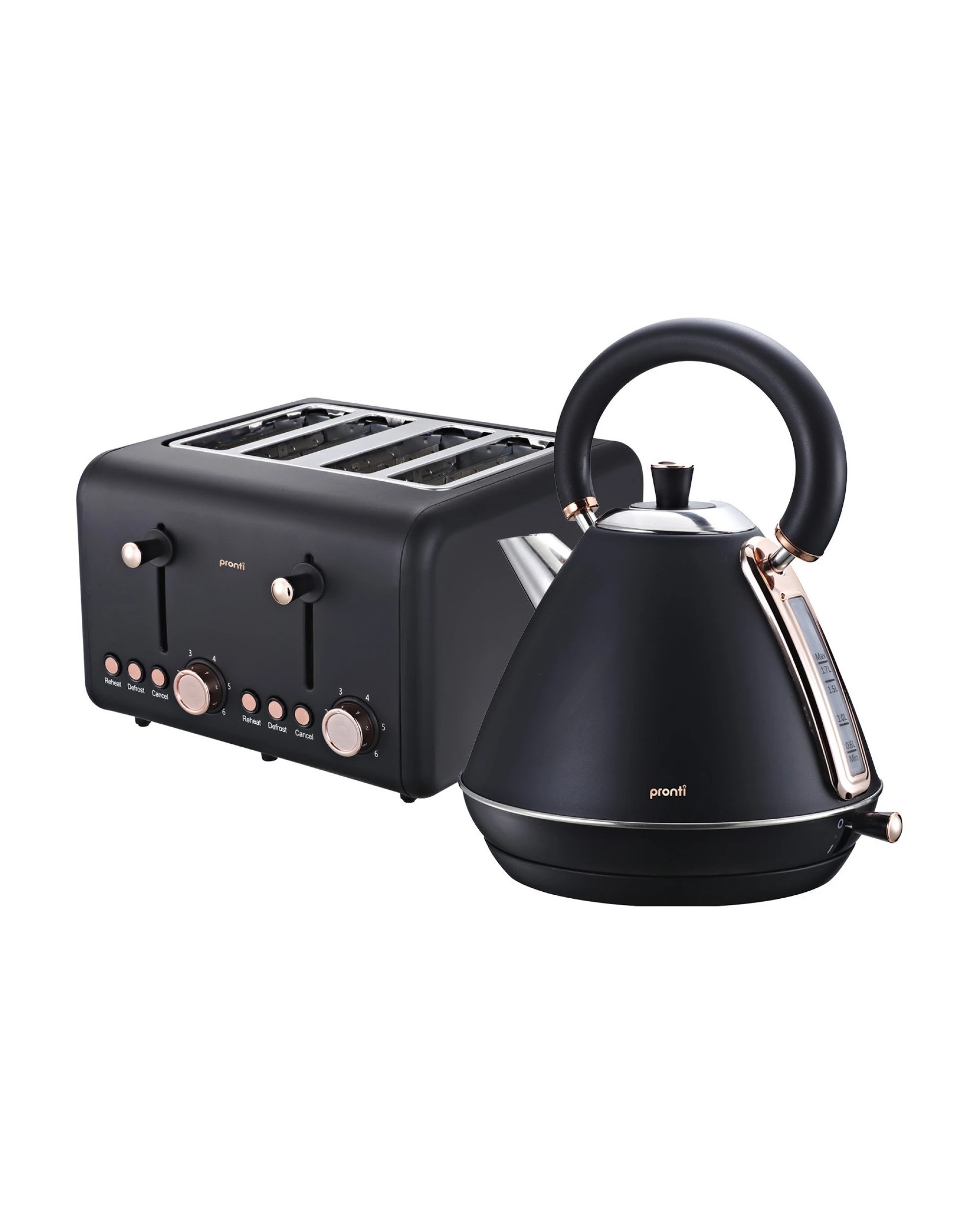 1 Pronti Rose Trim Collection Toaster And Kettle Bundle - Black, 1 of 10
