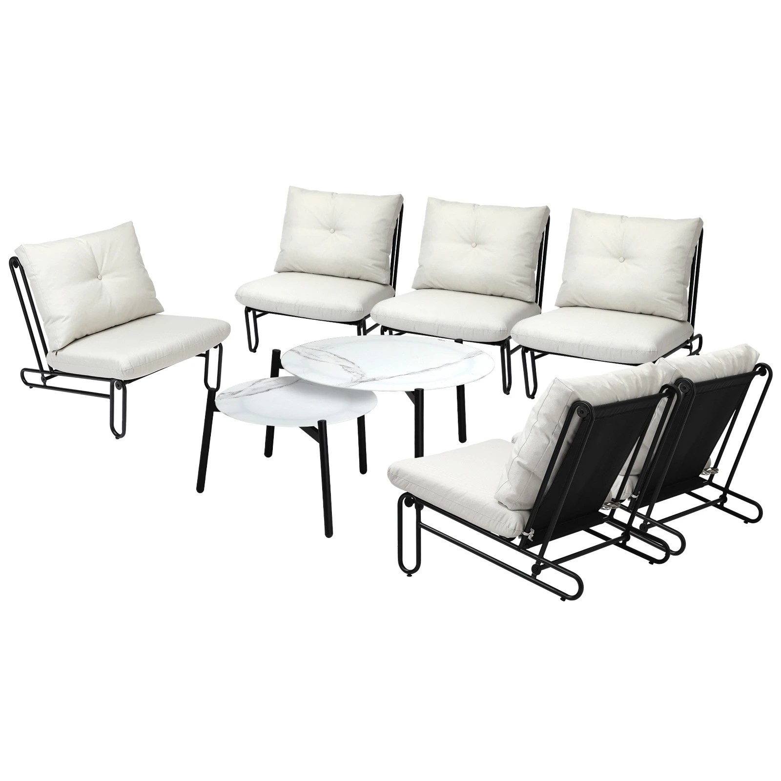 1 Livsip Outdoor Sofa Set 8 Piece Garden Patio Lounge Setting Table Chairs - Beige, 1 of 9