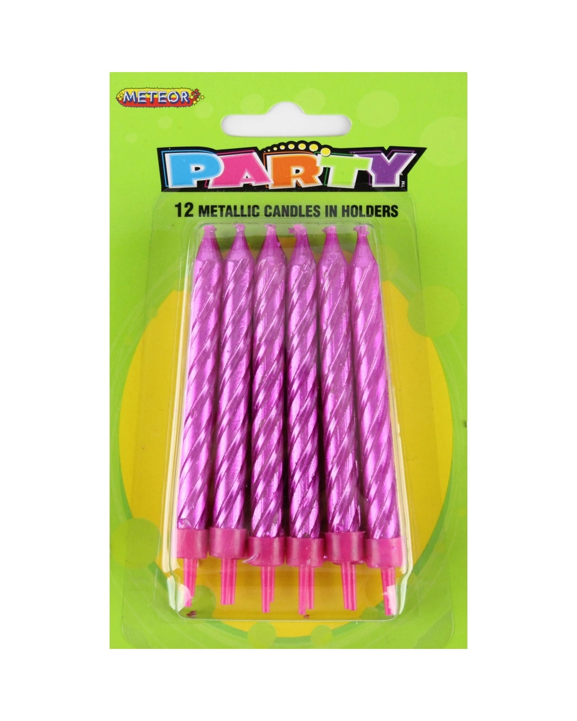 1 Meteor Metallic Spiral Birthday Candles Pack of 12 - Pink, 1 of 1