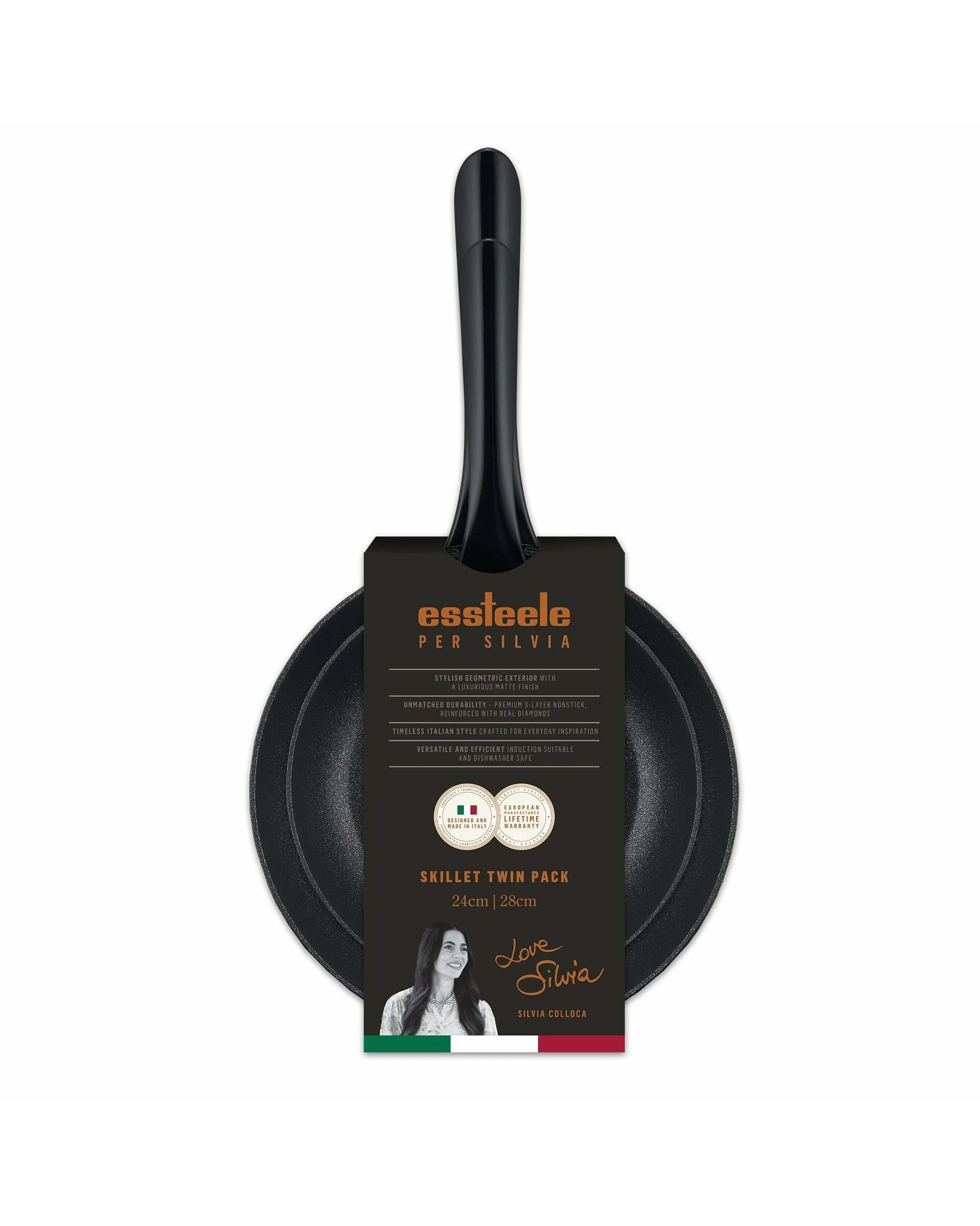 2 Essteele Per Silvia Nonstick Induction Skillet Twin Pack 24/28cm - Black, 2 of 2