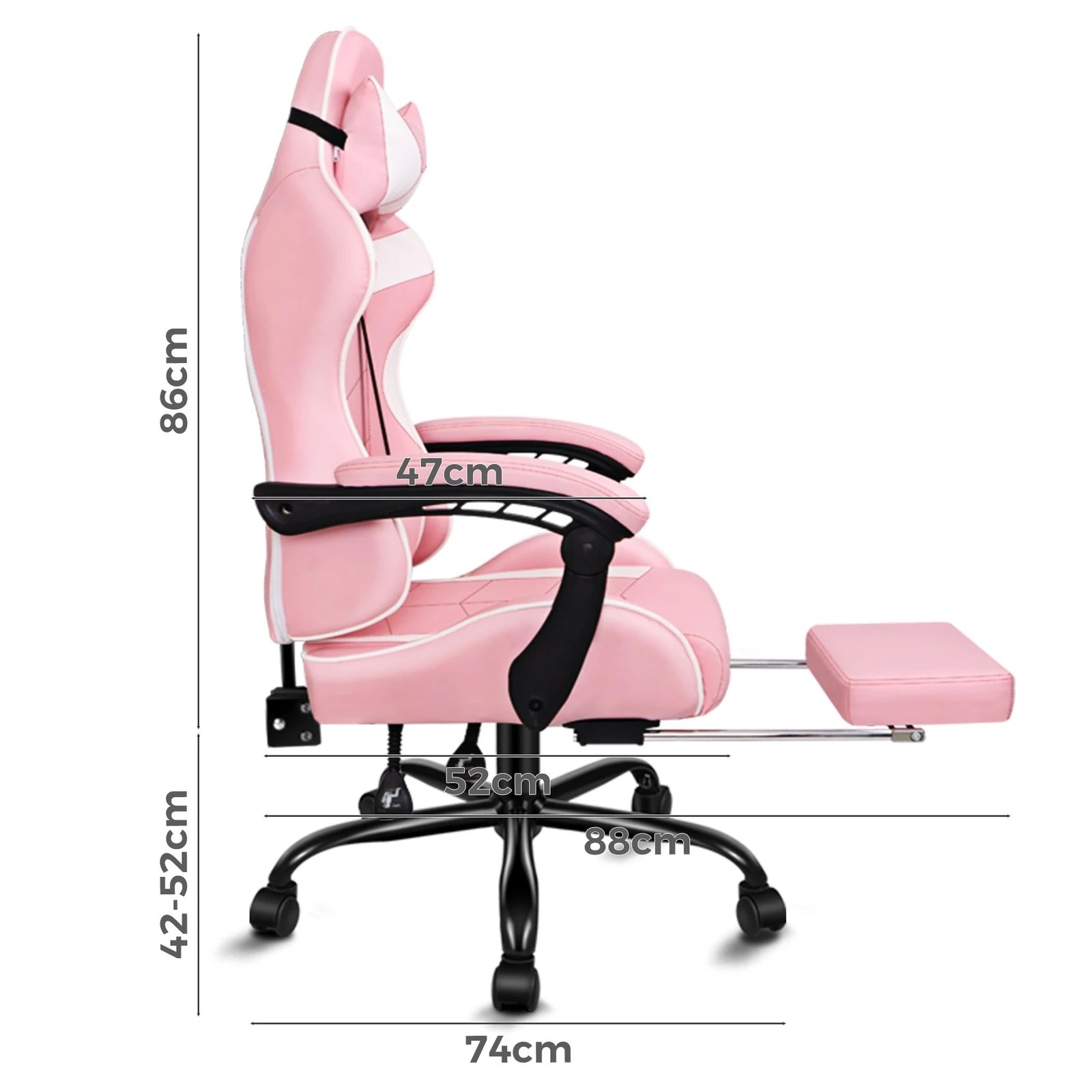 3 Alfordson Gaming Chair Office Executive Racing Footrest Seat PU Leather - Pink, 3 of 10