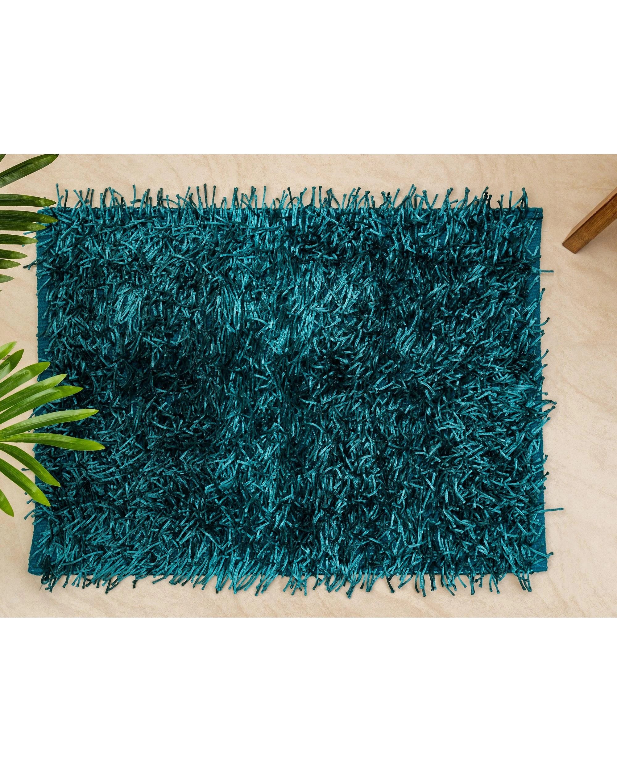 2 La Grace Home Luxury High Pile Soft Non Slip Bath Mat - Petrol, 2 of 6