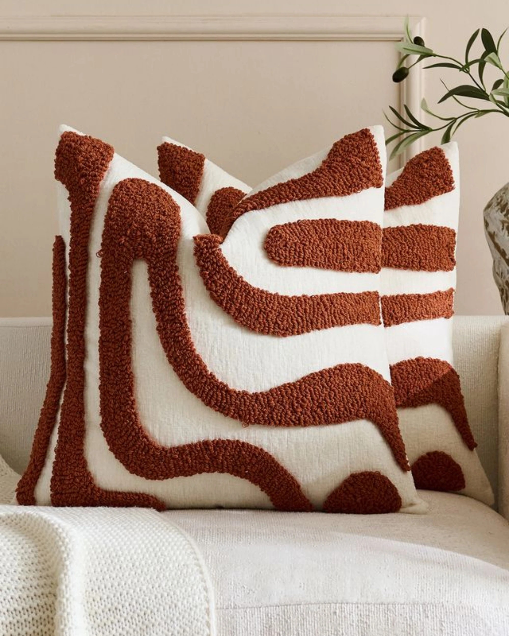 Gioia Casa 2-Pack Tufted Wave Cushion Covers 45cm x 45cm - Rust - Kmart