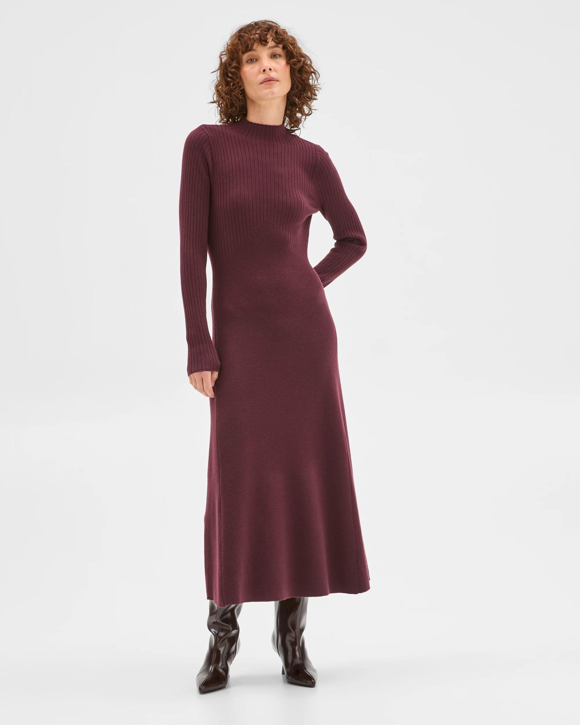 1 Preview Long Sleeve Rib Detail Knit Dress PINOT, 1 of 7