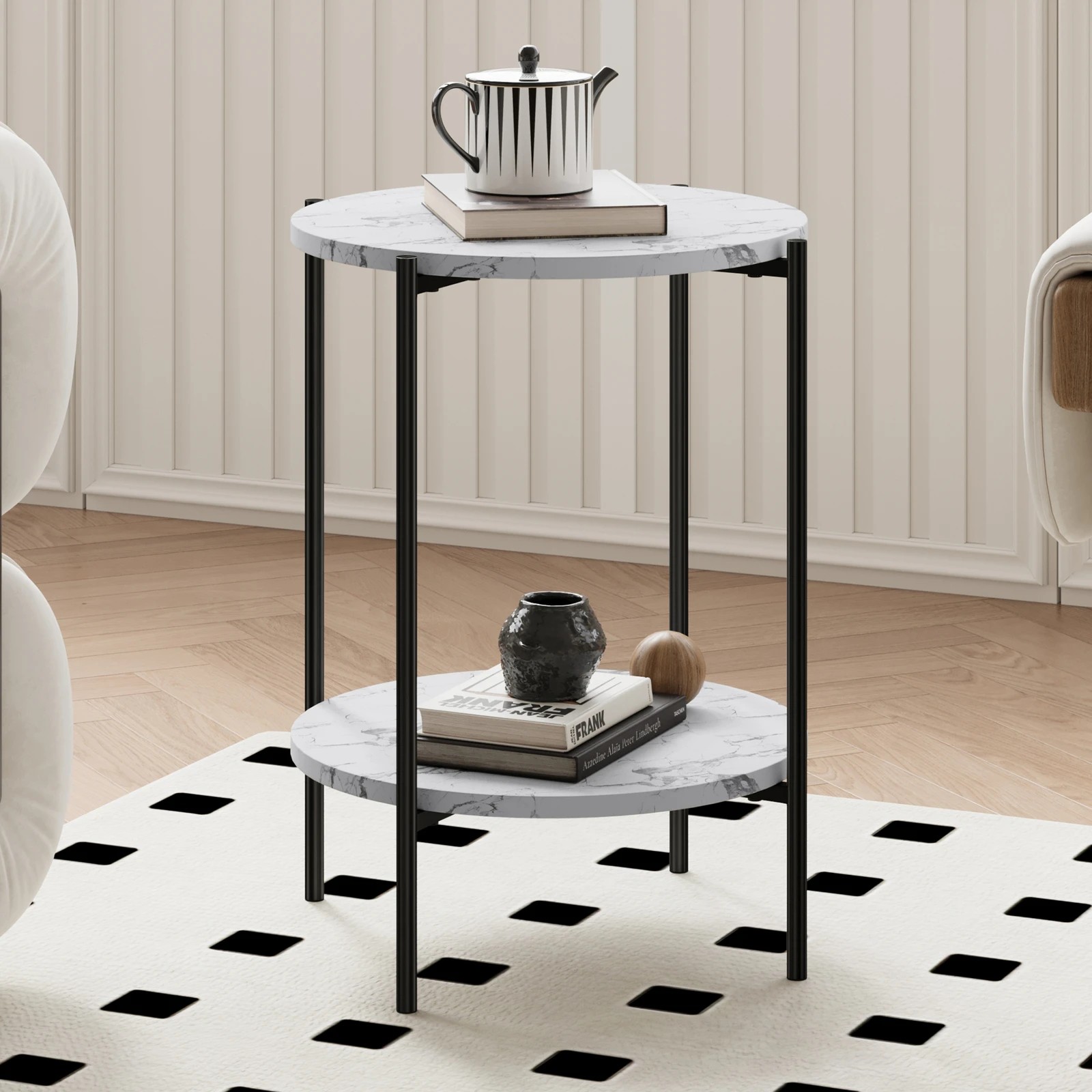 3 Alfordson Side Table Bedside Table Sofa End Nightstand - Black, 3 of 10