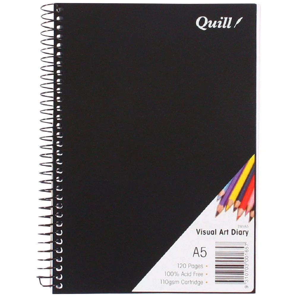 1 Quill A5 Visual Art Diary 110gsm Black, 1 of 4