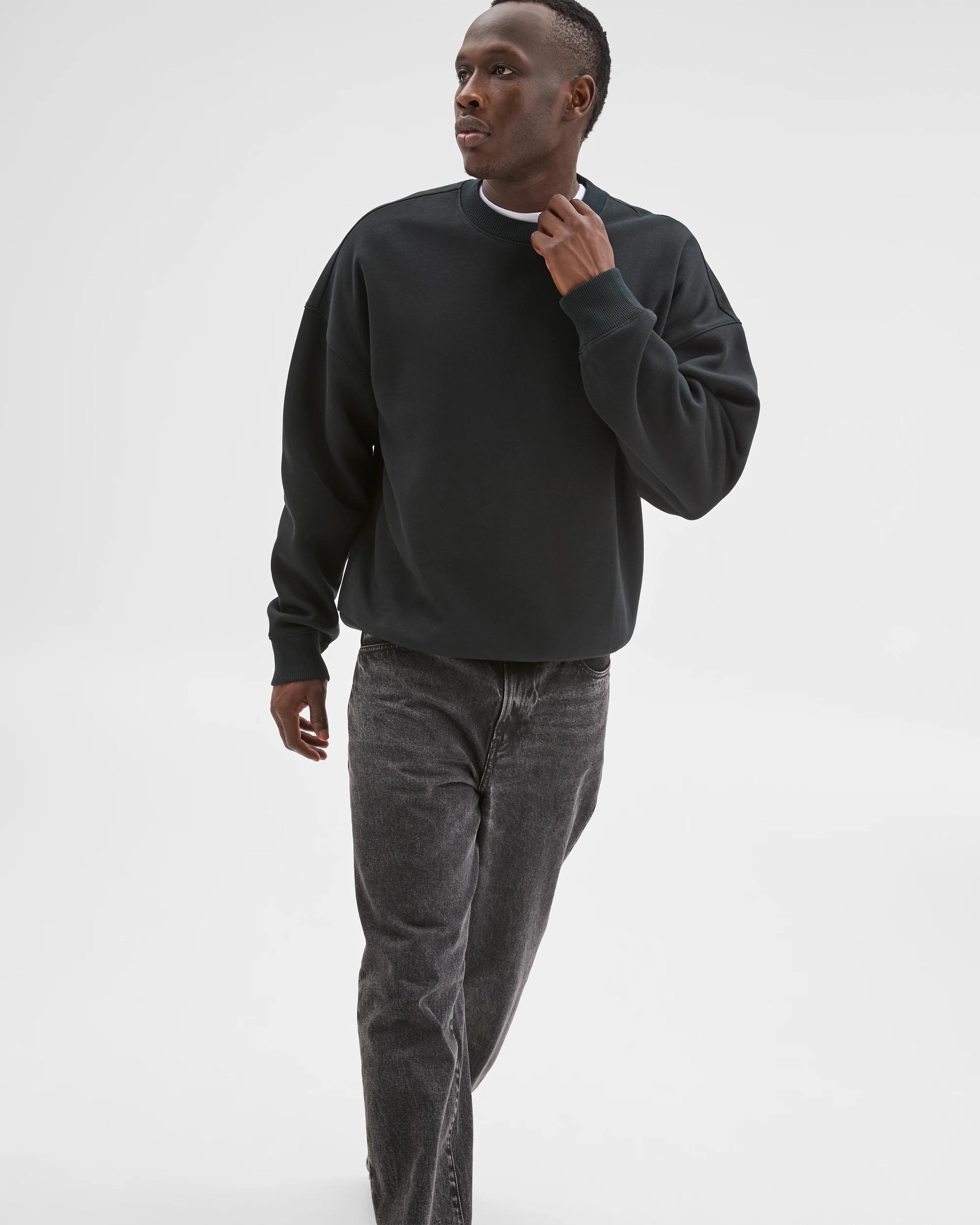 1 Commons Australian Cotton Blend Oversized Heavyweight Jumper BLACK, 1 of 7