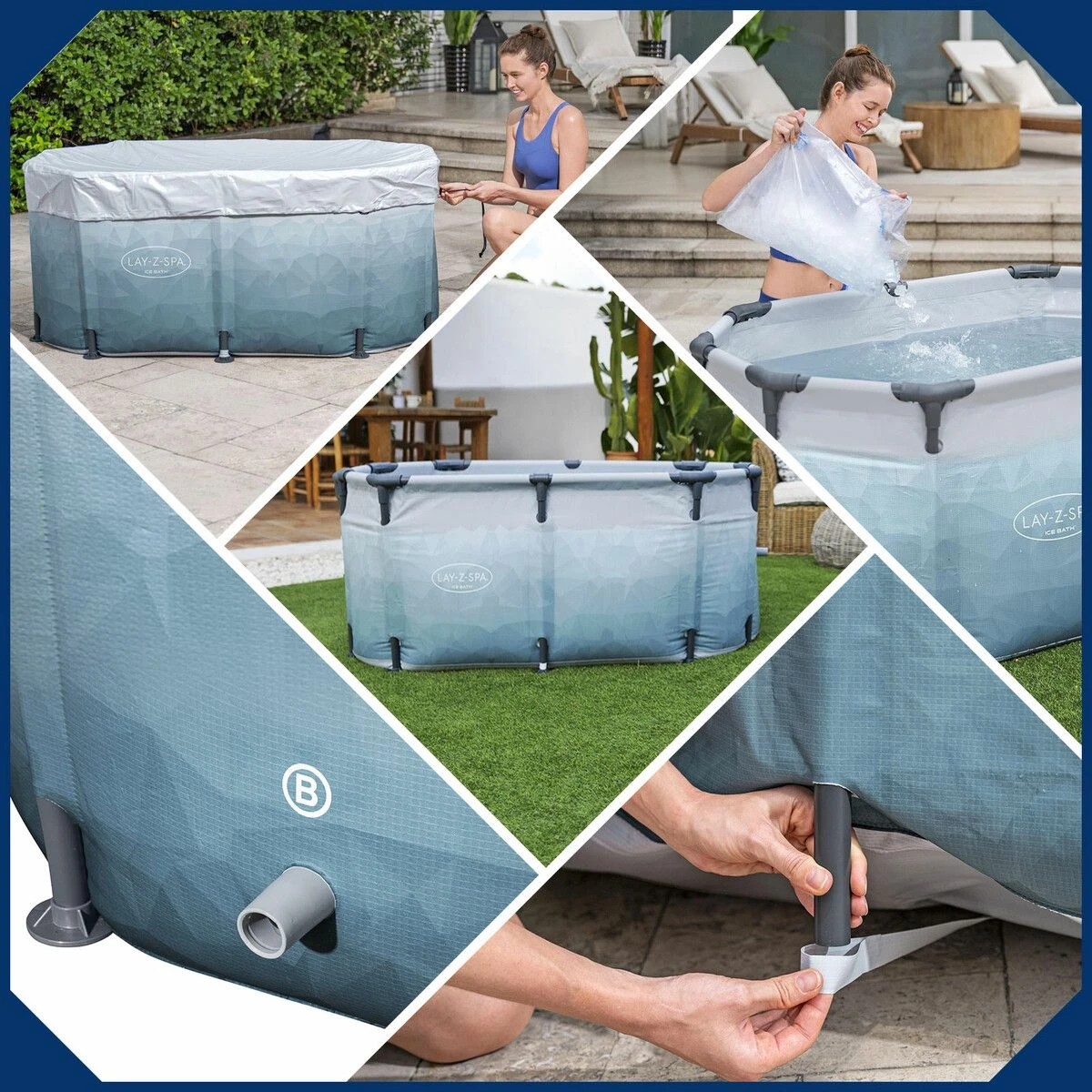 6 Bestway Bathtub Portable Freestanding Recovery Spa Ice Bath Tub Massage Athletes Cold Water Soaking Shower Outdoor, 6 of 7