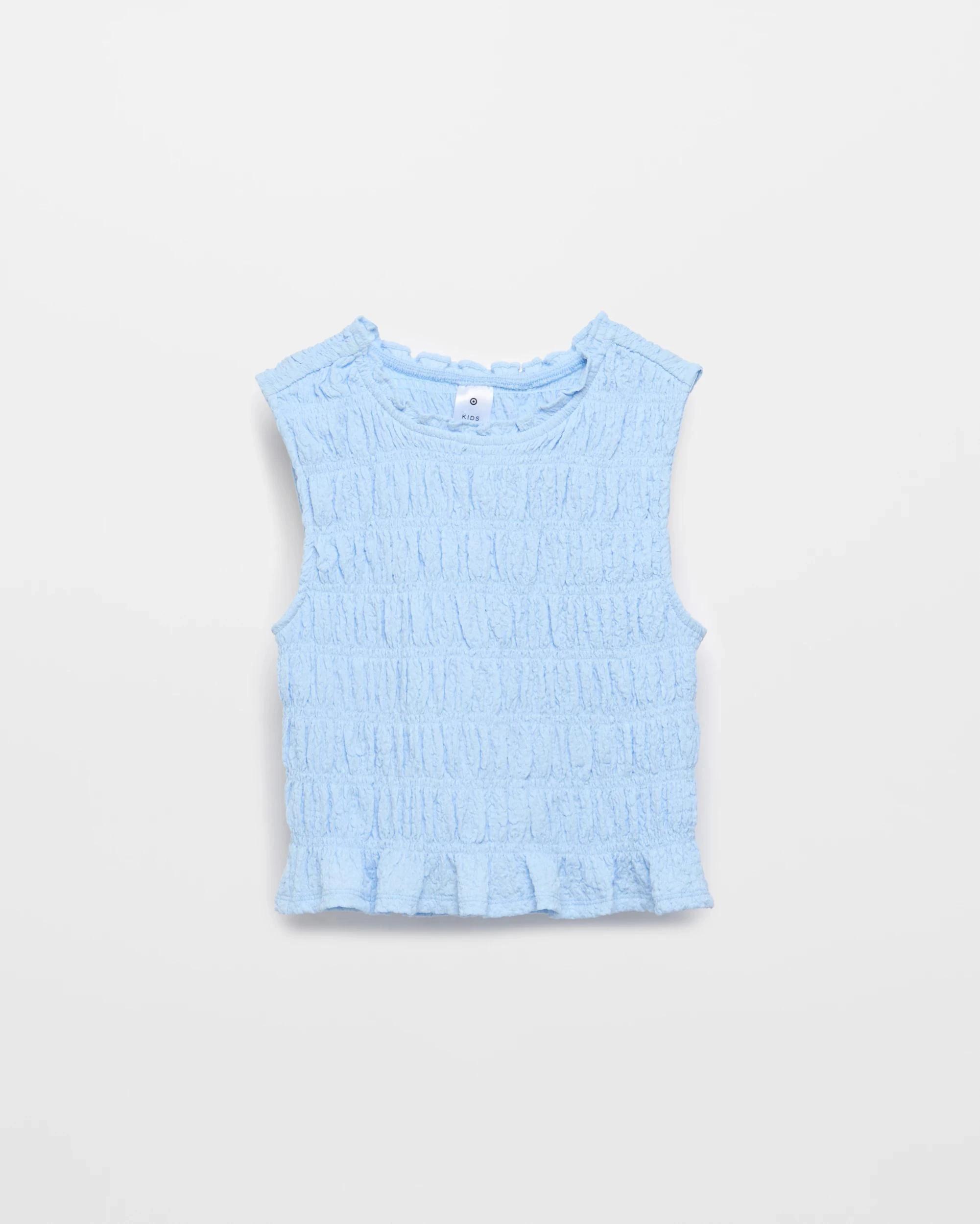 5 Target Textured Knit Shirred Tank Top TIDAL BLUE, 5 of 6