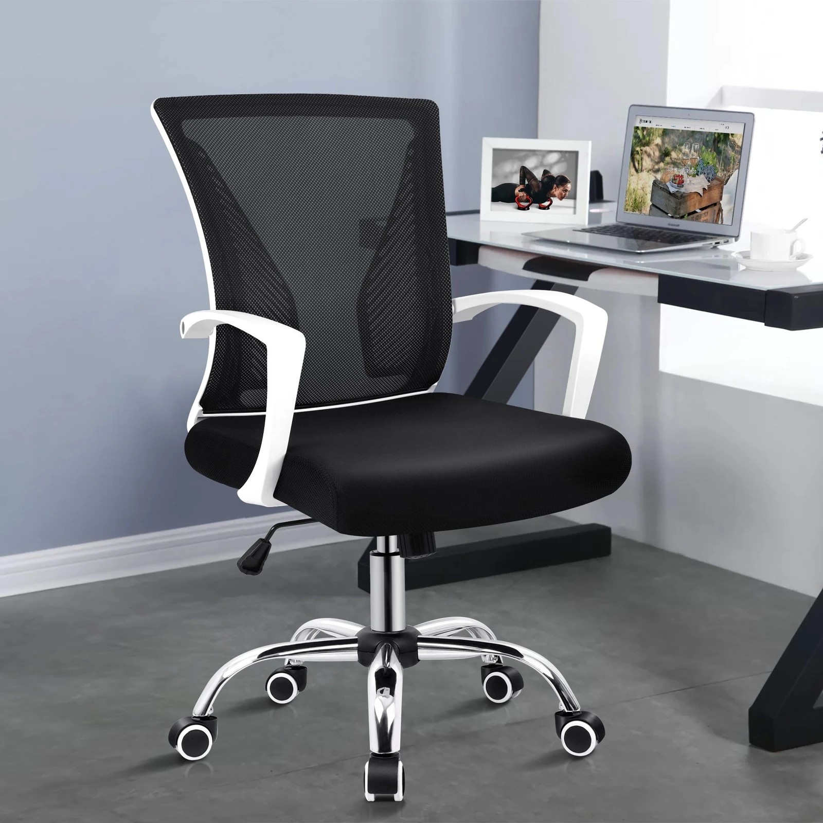 10 Alfordson Mesh Office Chair Executive Fabric Seat Gaming Racing Tilt Computer - Black, 10 of 10