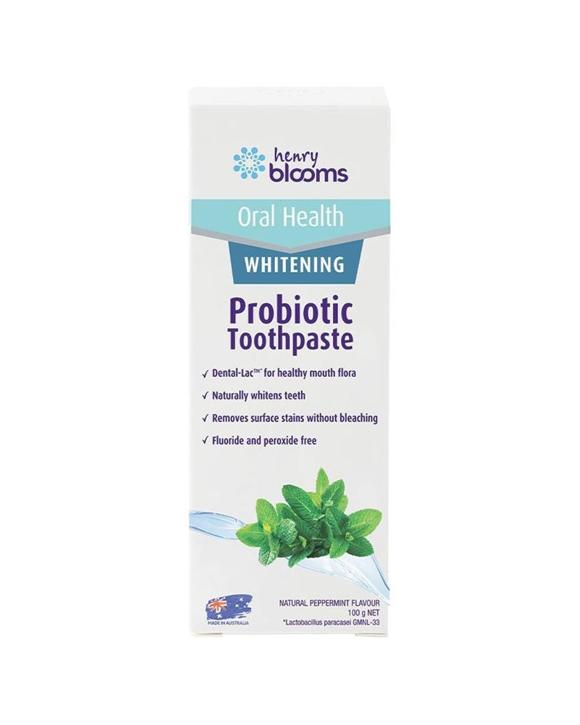 Henry Blooms Probiotic Toothpaste Peppermint - Whitening 100g