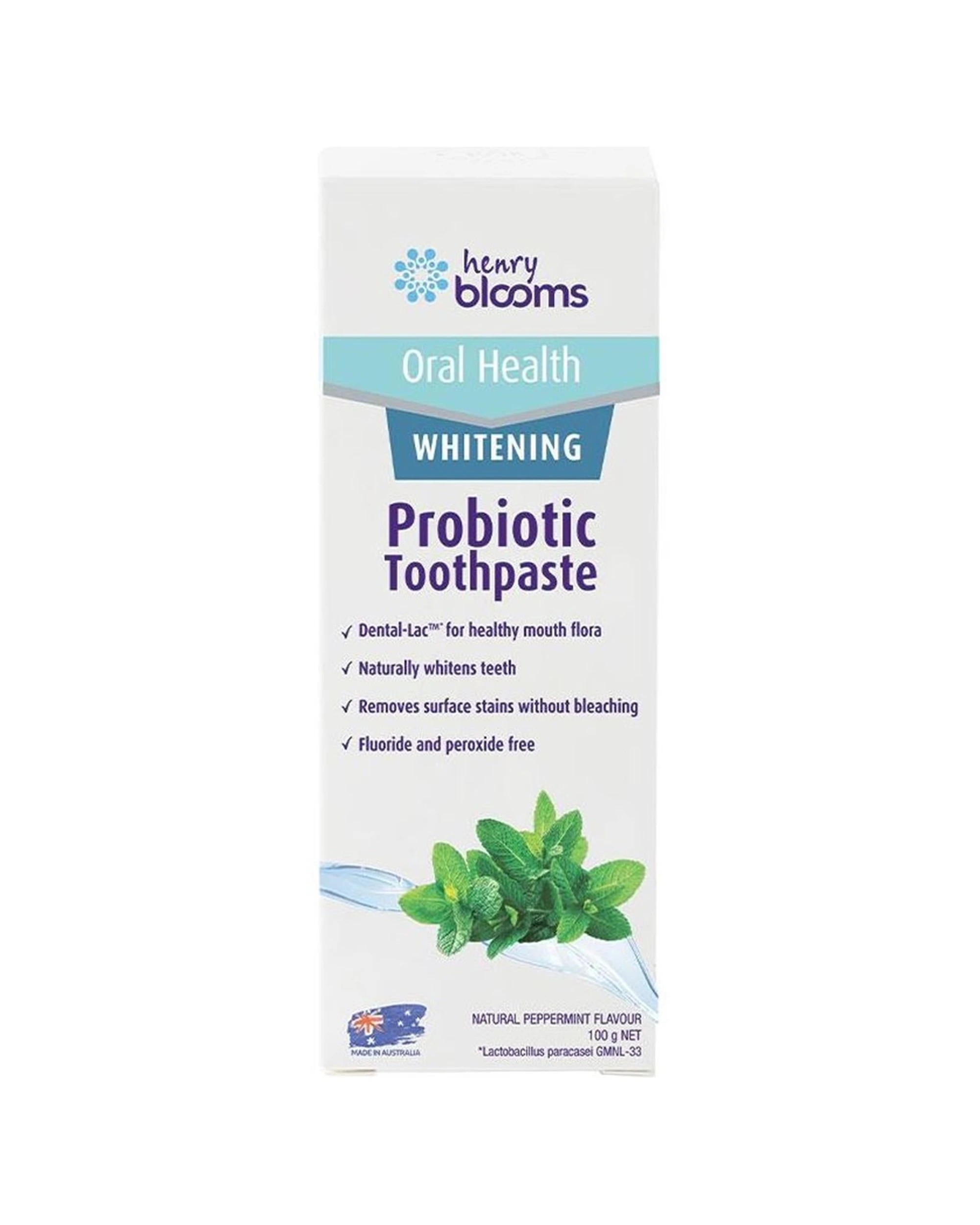 1 Henry Blooms Probiotic Toothpaste Peppermint - Whitening 100g, 1 of 1
