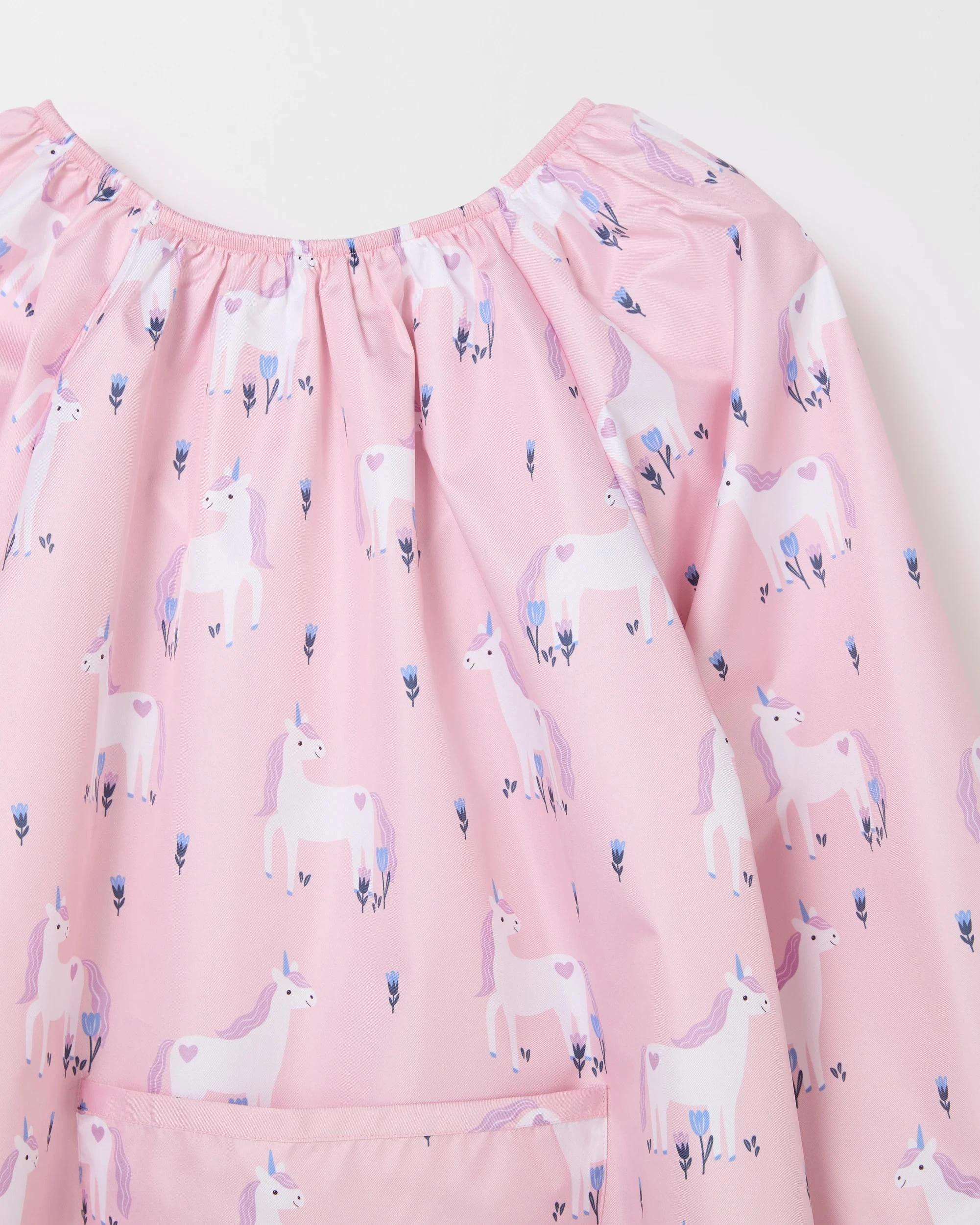 2 Target Kids Back To School Printed Art Smock PINK UNICORNS, 2 of 2