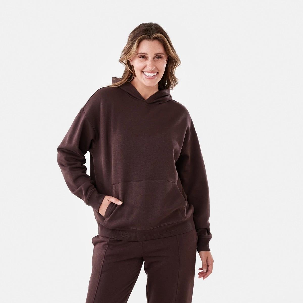 1 Active Womens Core Pop Over Hoodie TUSCAN BROWN, 1 of 6