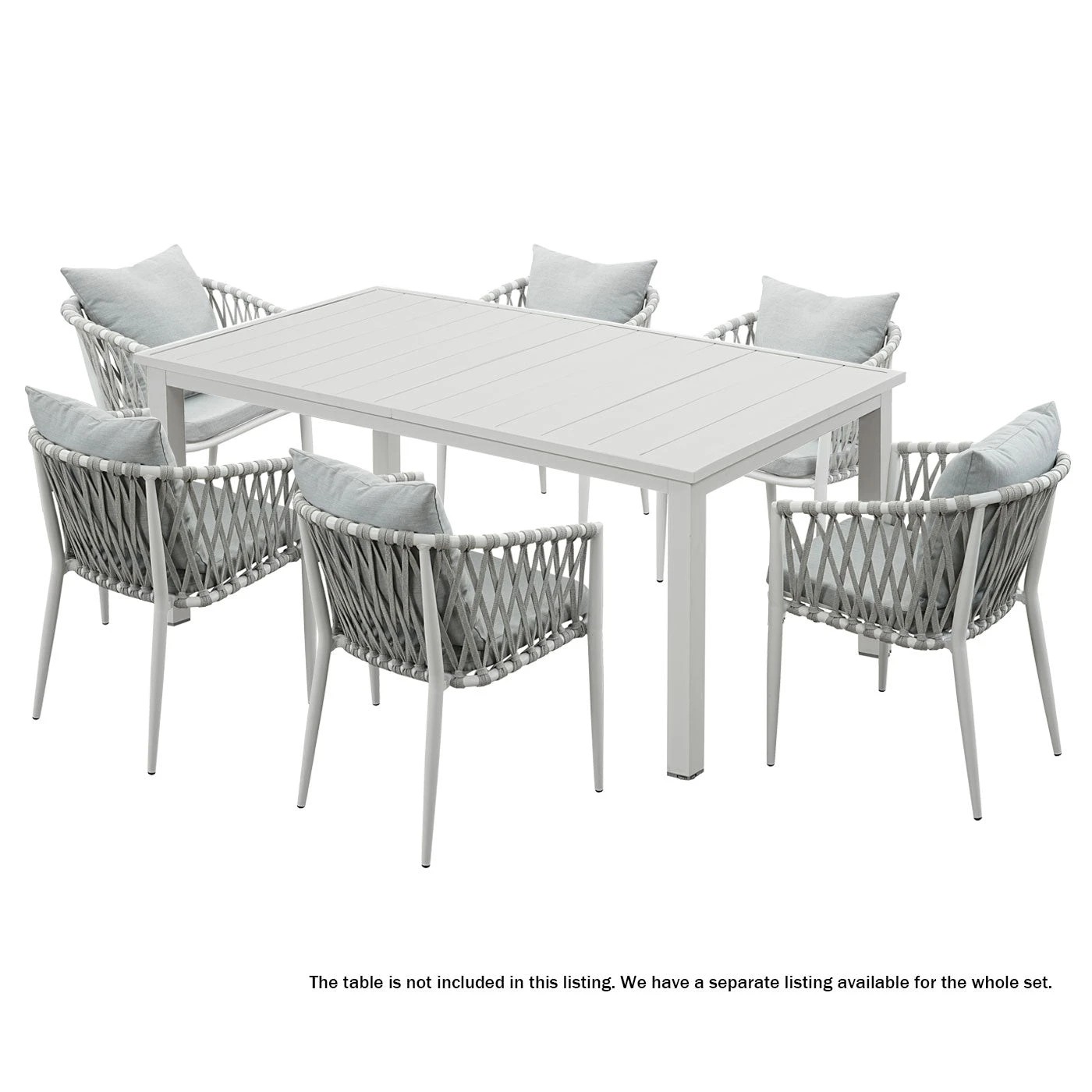 9 Moda Living Mornington White Aluminium Outdoor Dining Chairs with Arms - Light Grey Cushion (Set of 4) - White, 9 of 9
