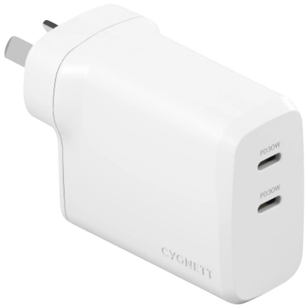 1 Cygnett PowerPlus 60W Dual-Port Wall Charger White, 1 of 4