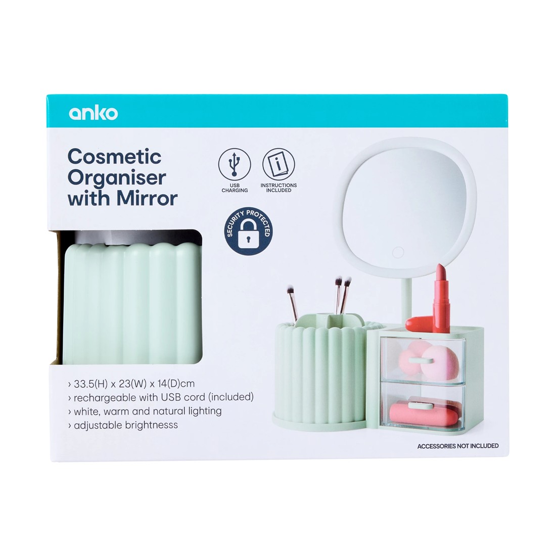 10 Cosmetic Organiser with Mirror - Sage, 10 of 10