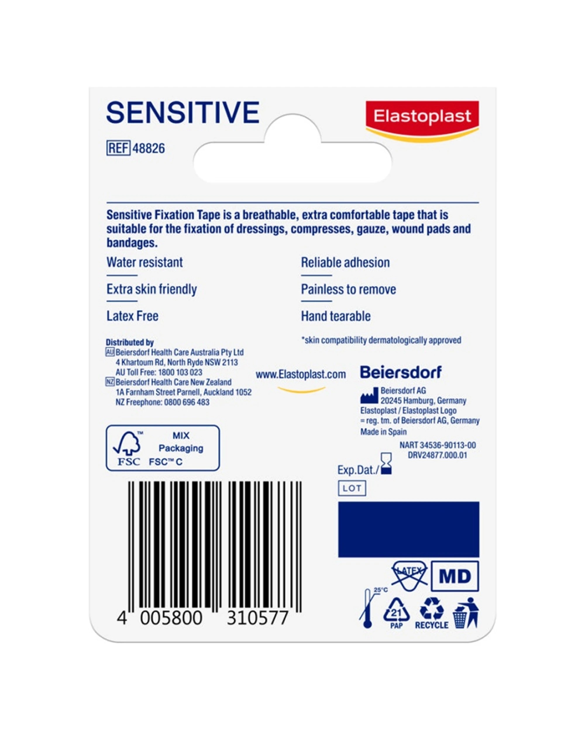 3 Elastoplast Sensitive Fixation Tape 9m x 2.5cm - Yellow, 3 of 3
