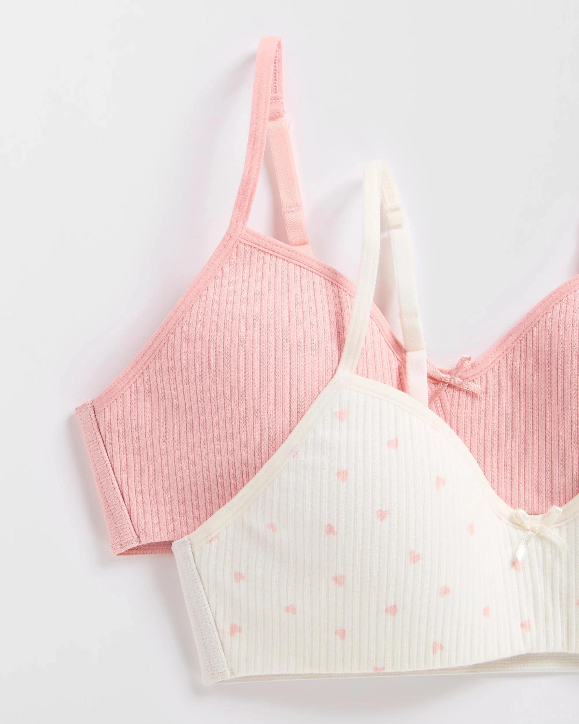 2 Maxx Australian Cotton Blend Older Girls Crops 2 Pack CREAM HEART, 2 of 2