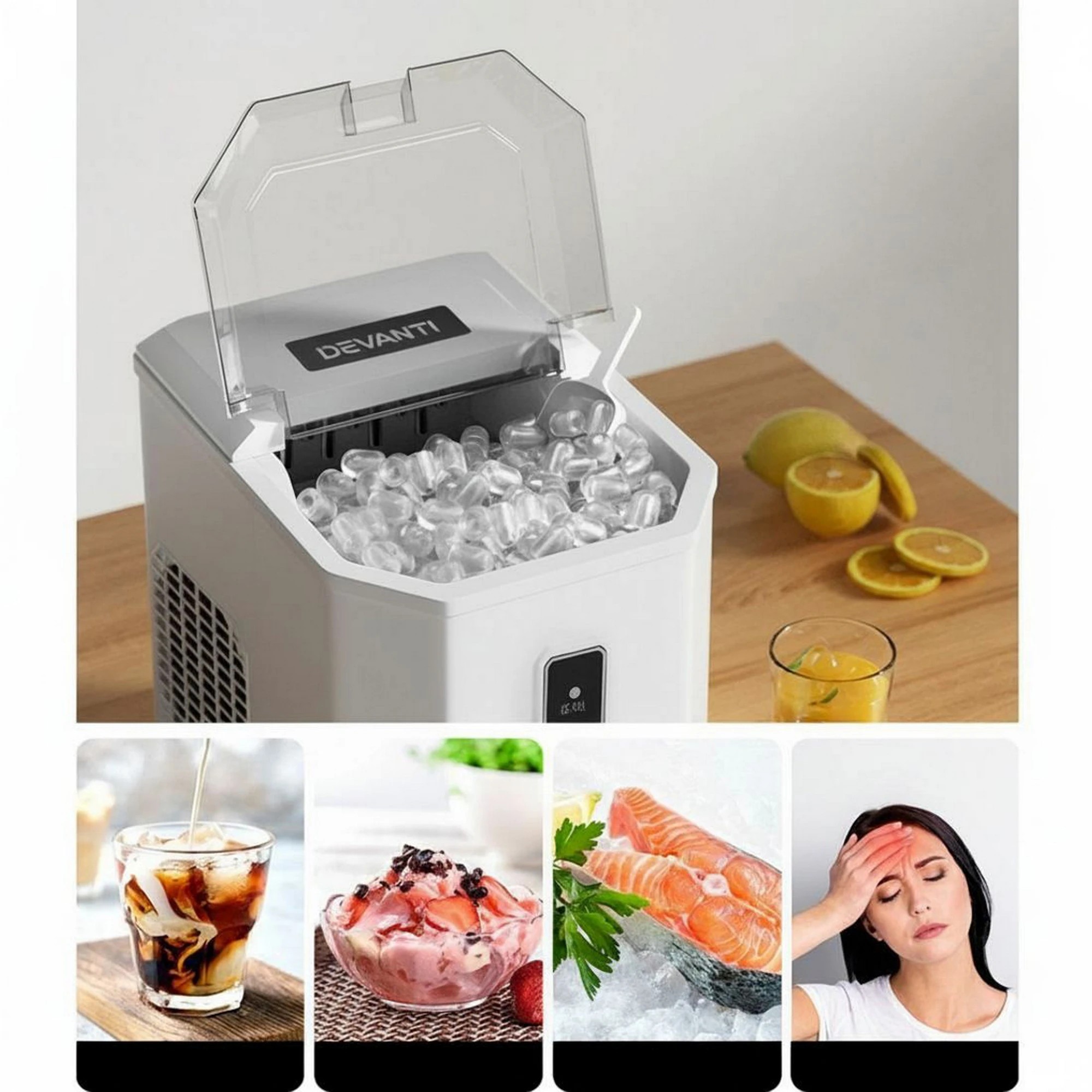 4 Devanti  Ice Maker Machine Portable Ice Cube Tray Bar Countertop - White, 4 of 7