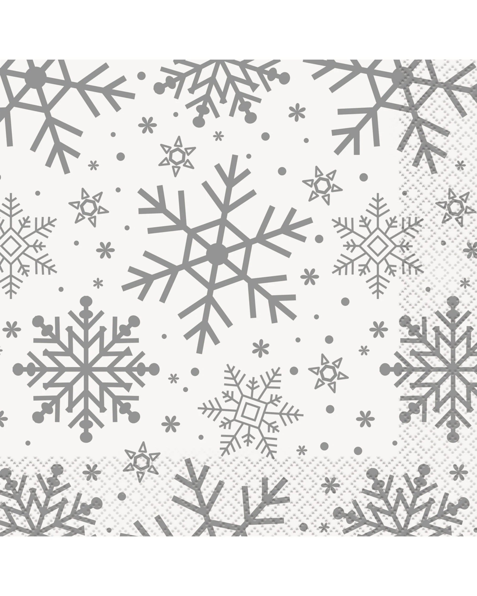 1 Unique Silver Snowflakes Large Paper Napkins Serviettes Pack of 16, 1 of 1
