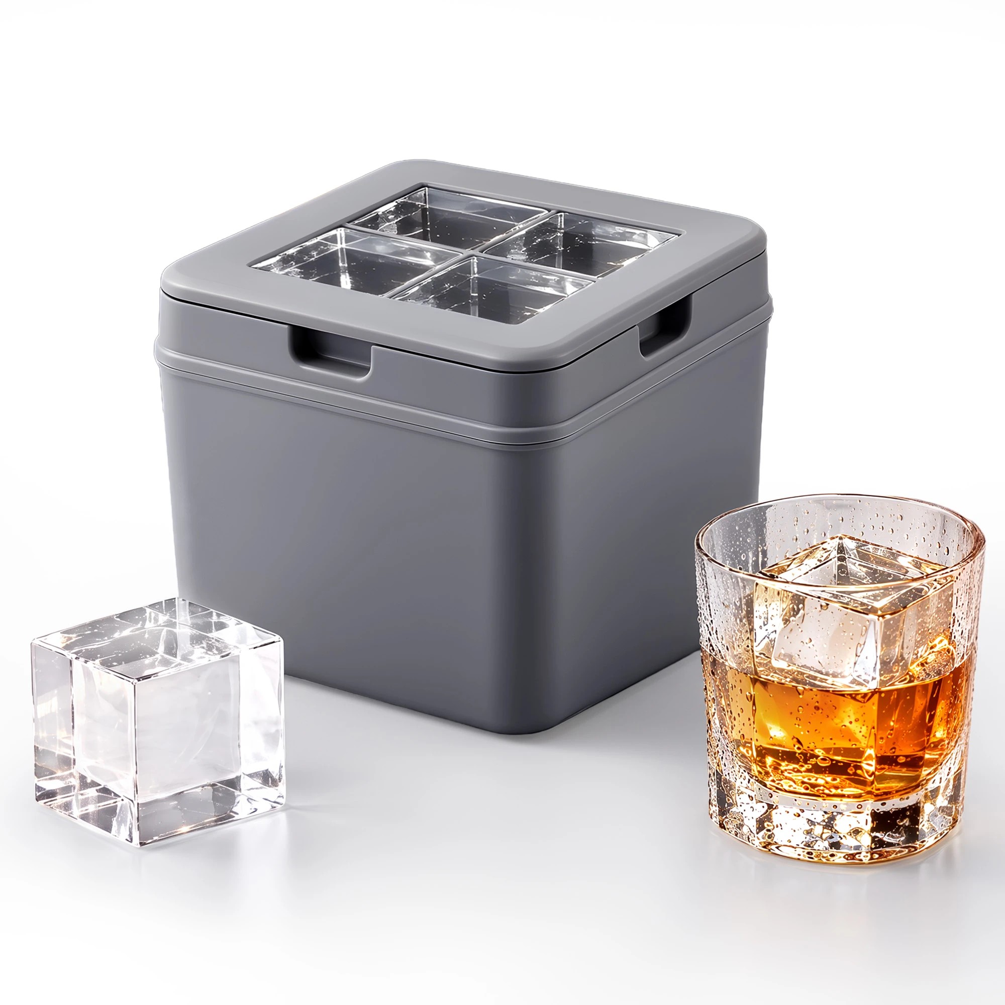 Artiss 5cm Ice Mold Whiskey Large Square Ice Cube Tray - Grey - Kmart