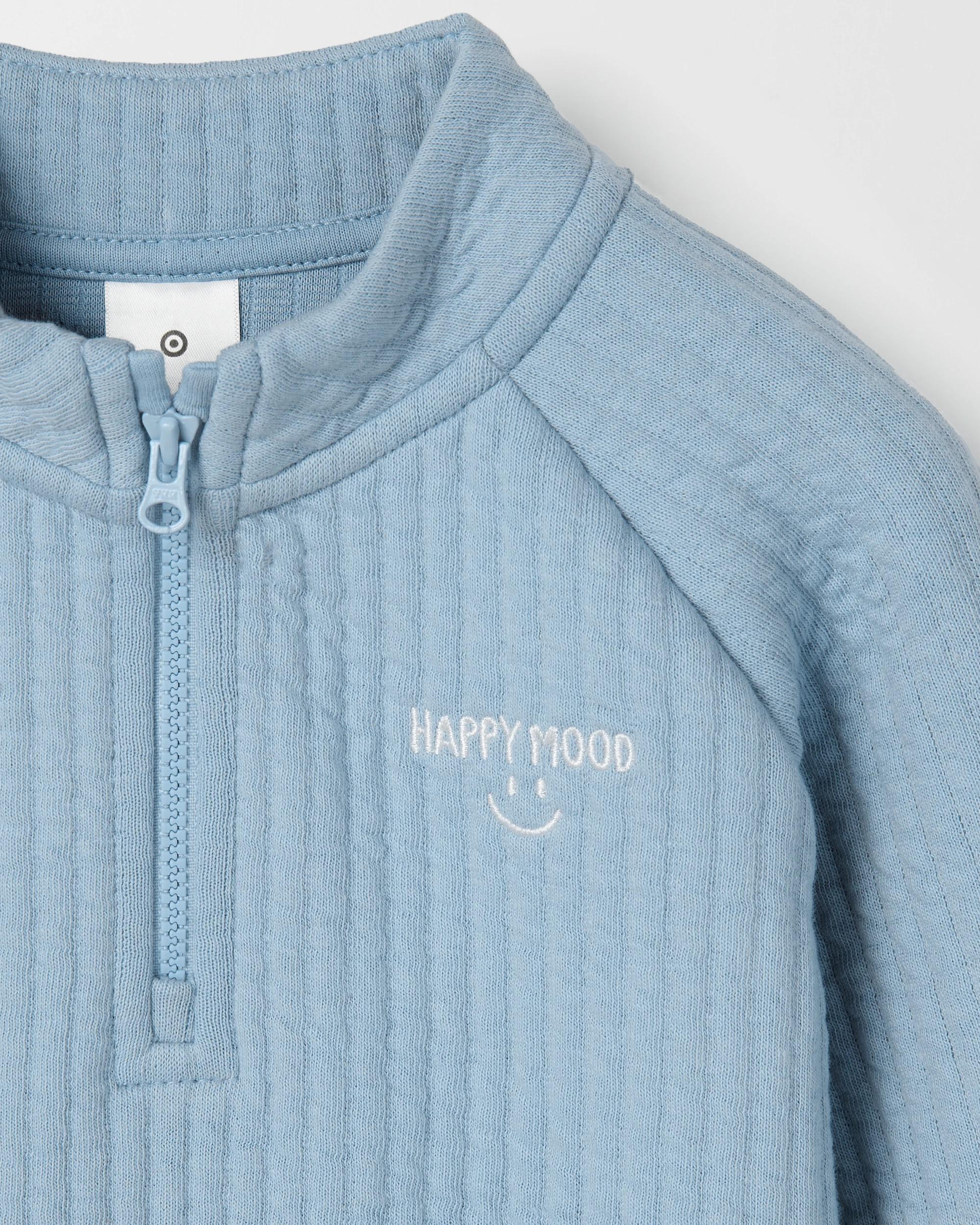 2 Target Baby Baby Organic Cotton Quilted Quarter Zip Pullover Jumper SUBDUED BLUE, 2 of 2
