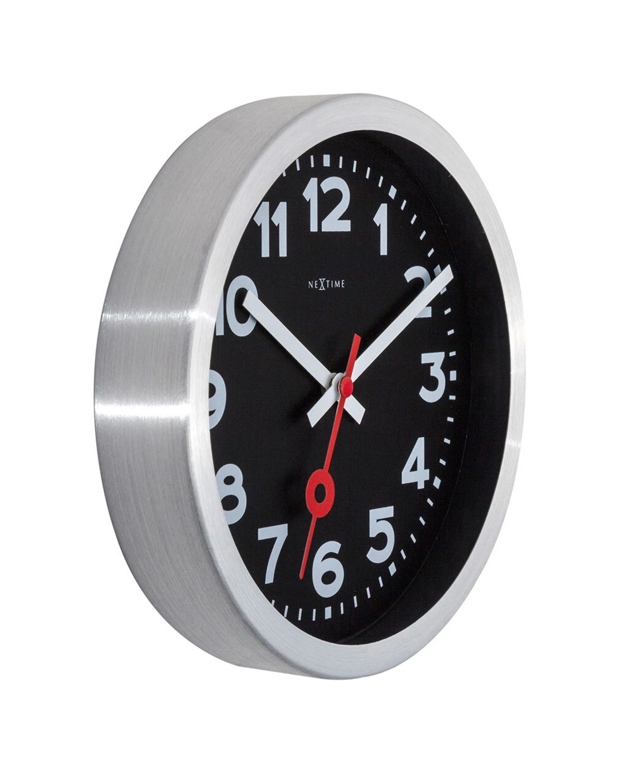 2 NEXTIME Station Number 19cm Wall Clock Silent Sweep Movement Glass Lens - Black, 2 of 6