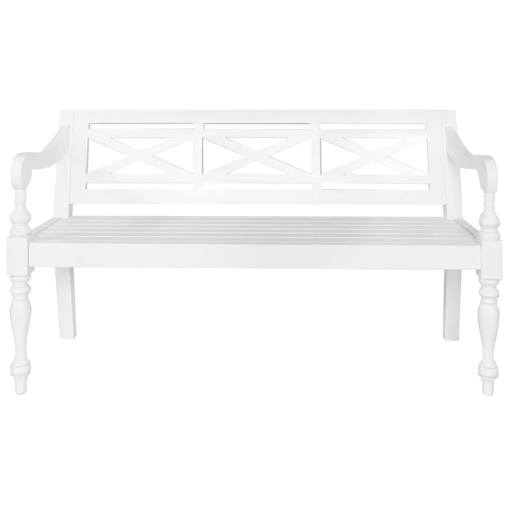 2 Vidaxl Batavia Bench Solid Mahogany Wood - White, 2 of 6