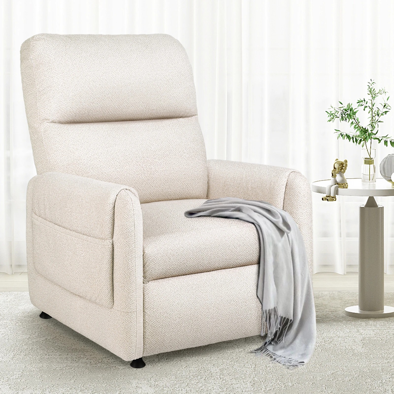 5 Alfordson Recliner Chair Electric Auto Recline Armchair Lounge Sofa Fabric - Beige, 5 of 9