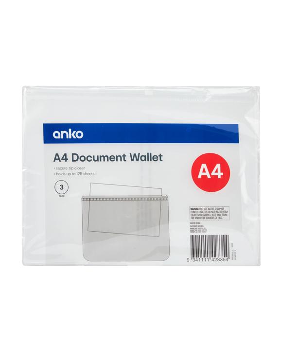 3 Pack A4 Document Wallet