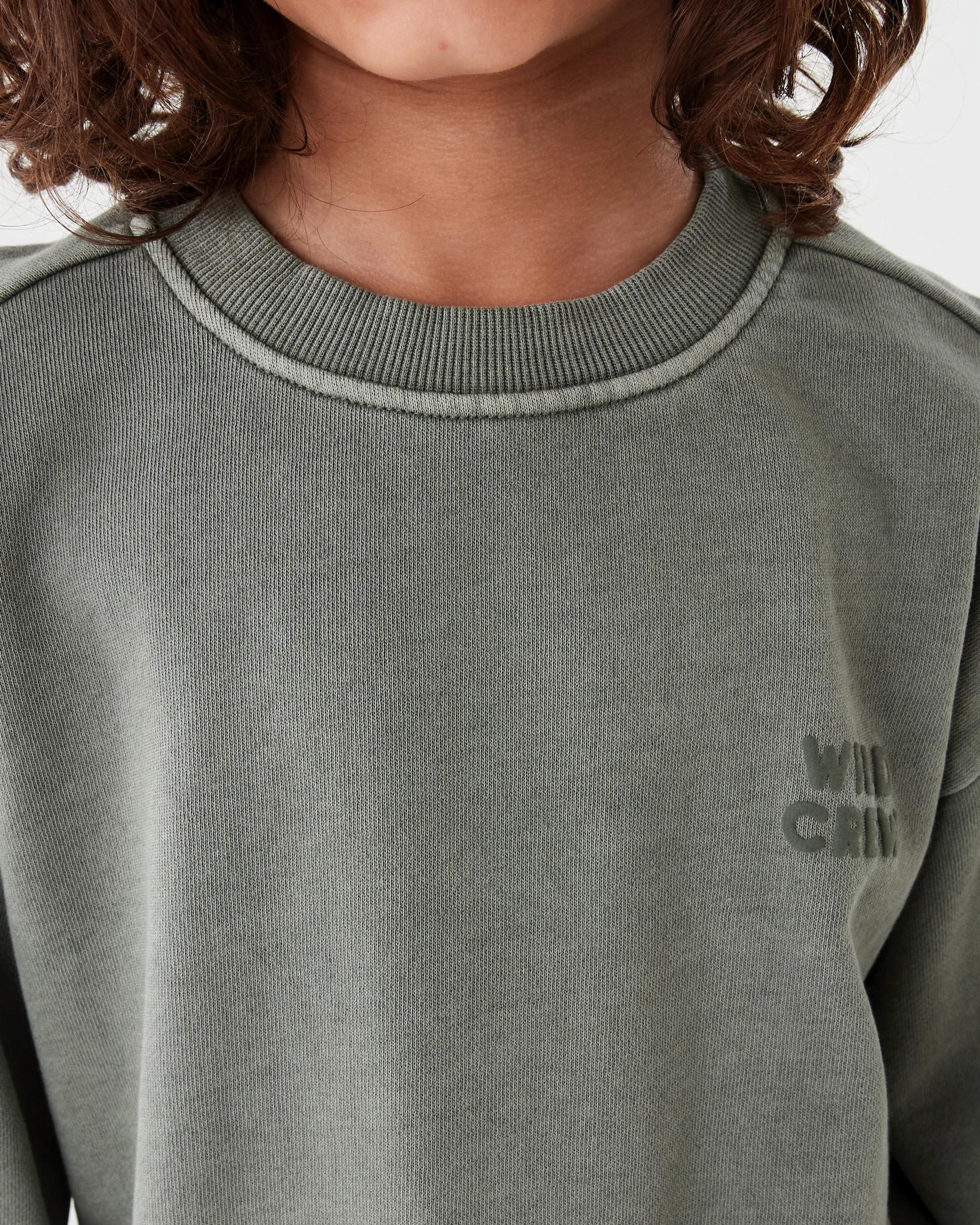 4 Oversized Washed Crew Neck Sweatshirt Mnr Khk, 4 of 7