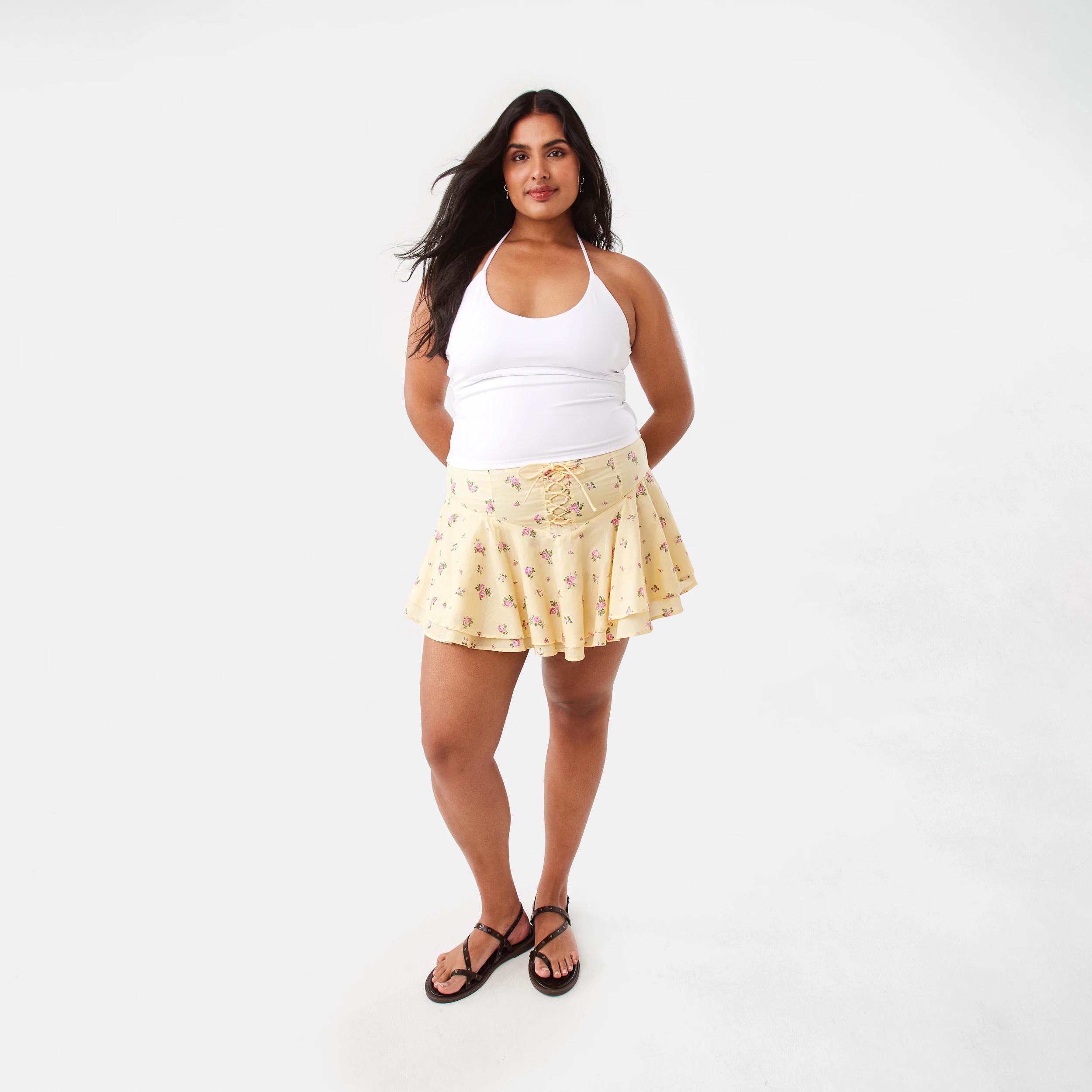4 Boho Ruffle Mini Skirt Yellow Flw, 4 of 10