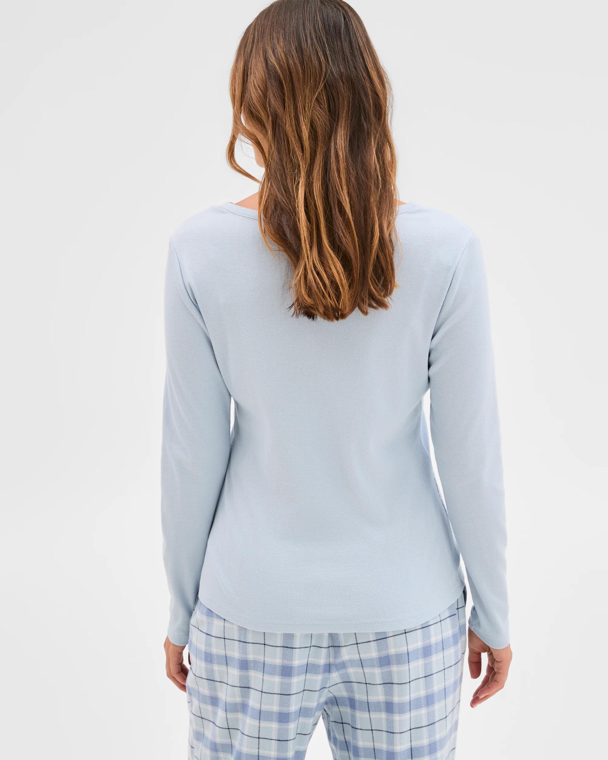 4 Target Woman Australian Cotton Blend Soft Long Sleeve V-Neck Henley Top BLUE, 4 of 7