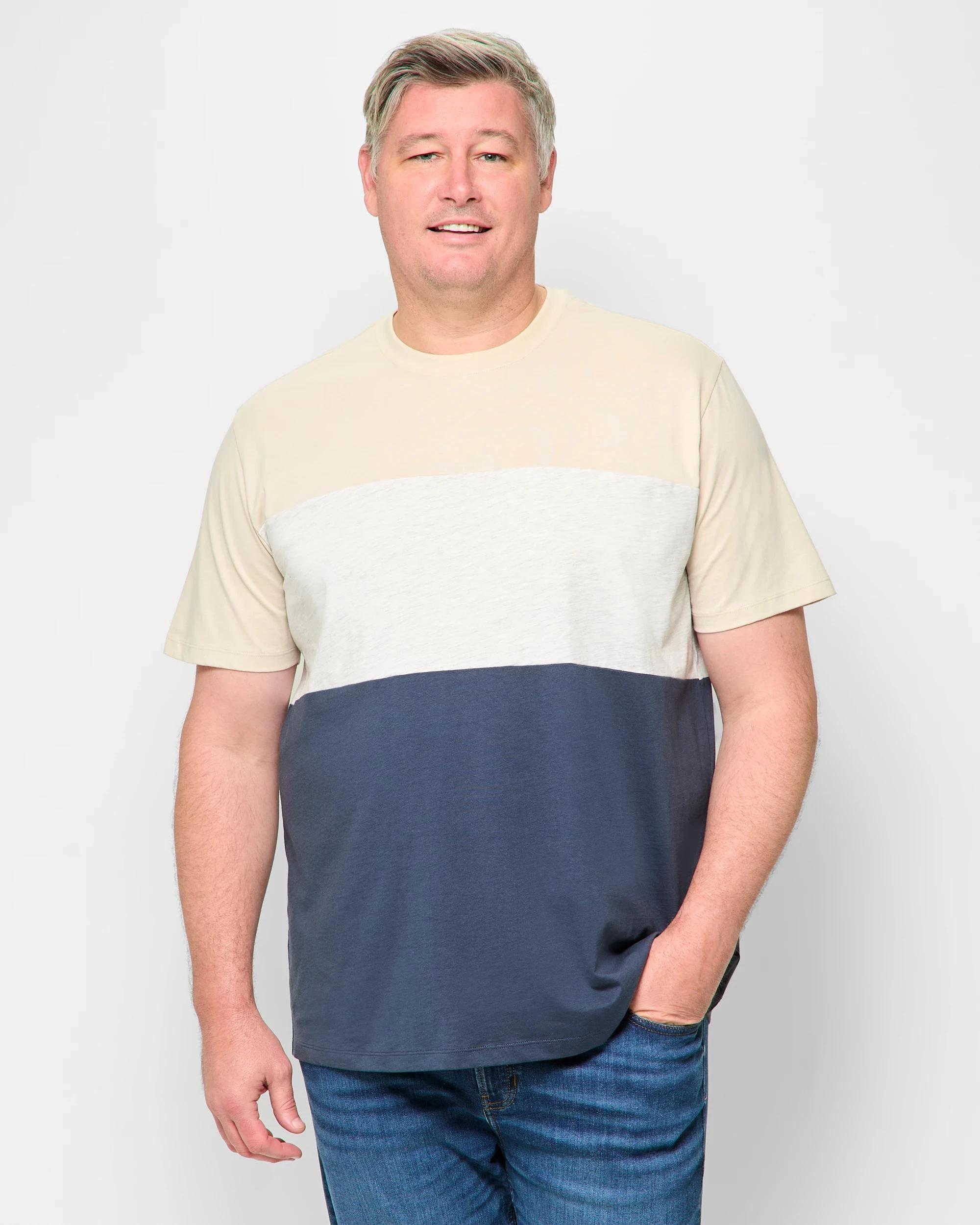 1 Target Plus Size Australian Cotton Blend Panel T-Shirt STONE, 1 of 5