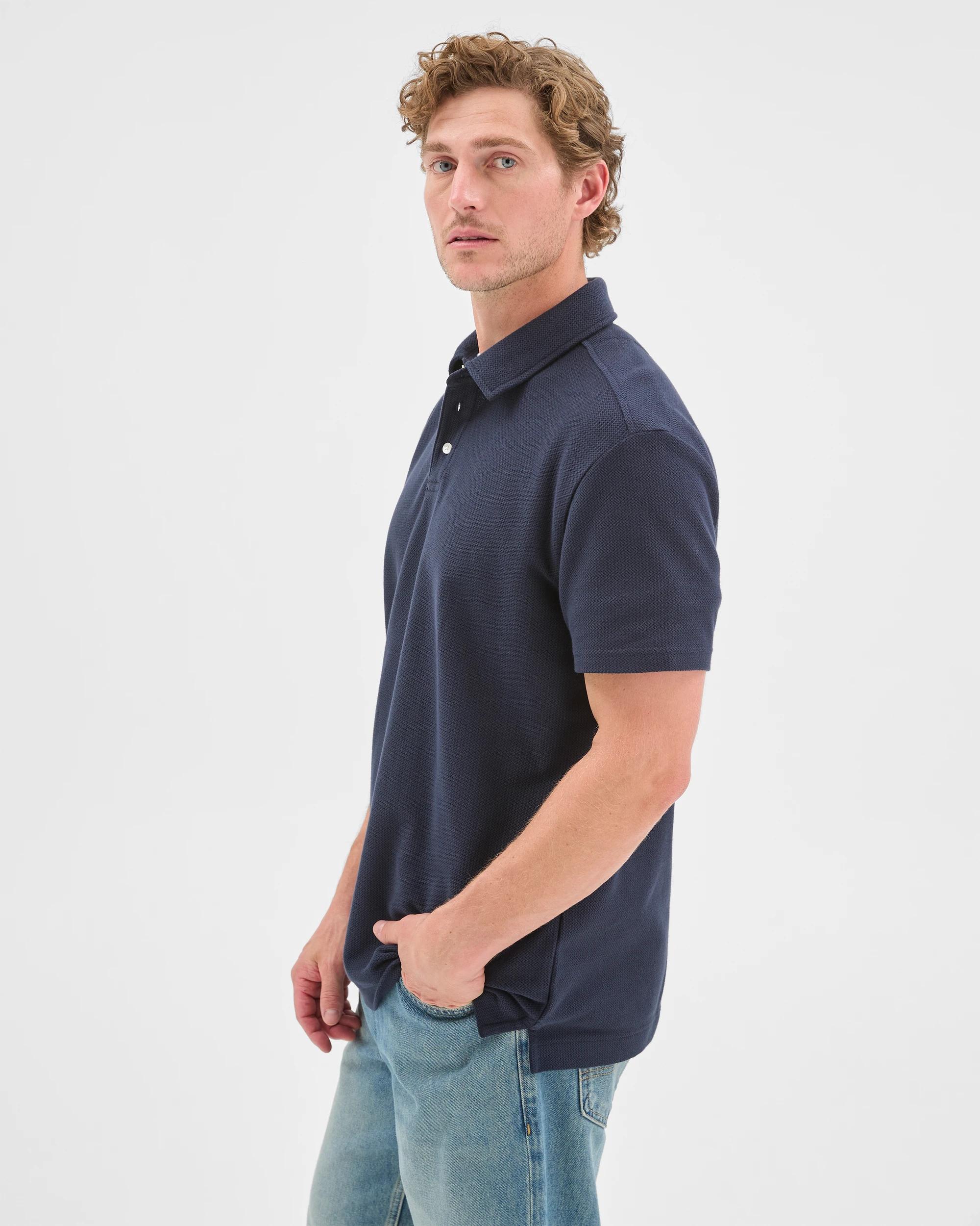 6 Target Man Australian Cotton Textured Polo Top NAVY, 6 of 6