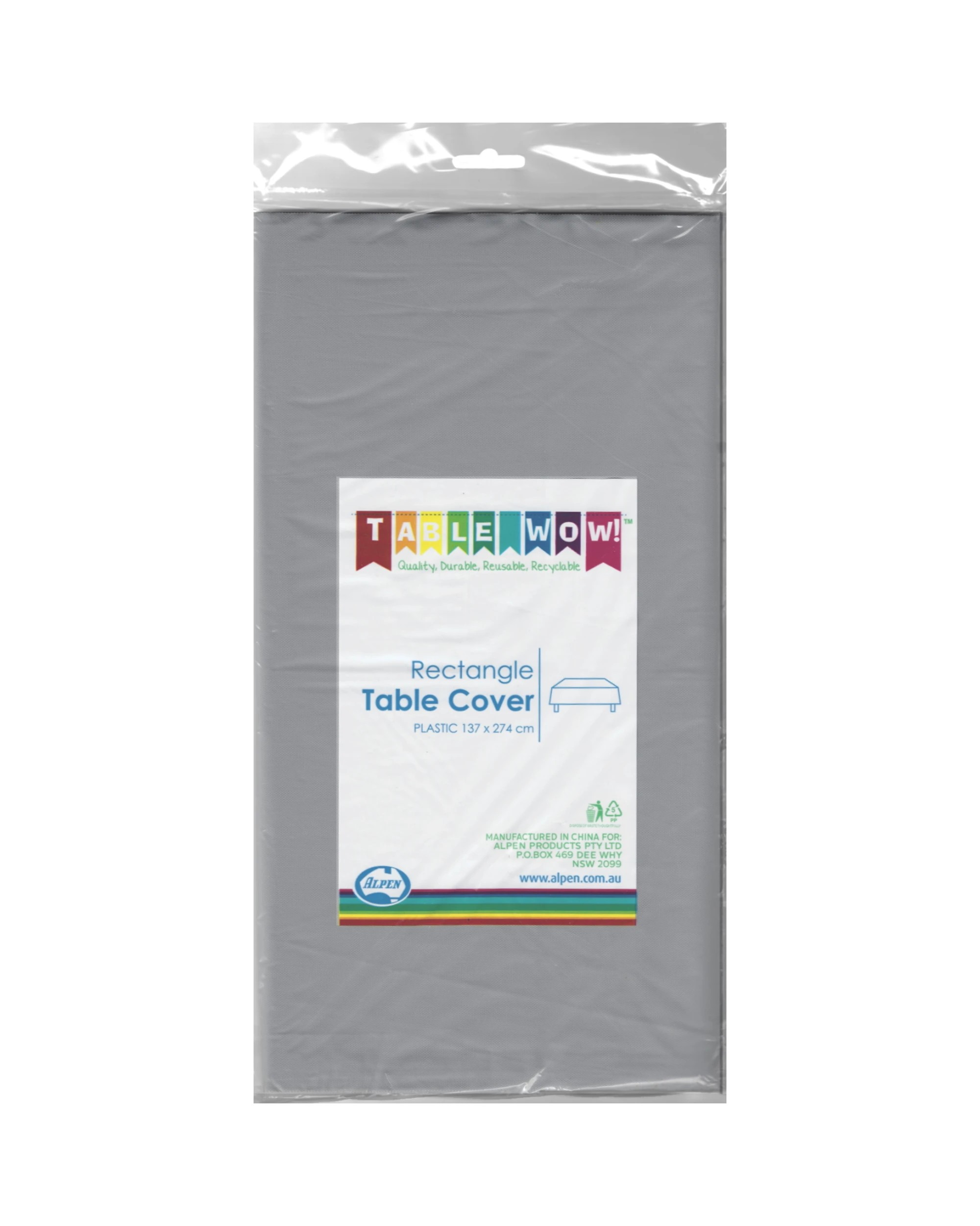 2 Alpen Plastic Rectangular Tablecloth - Silver, 2 of 2
