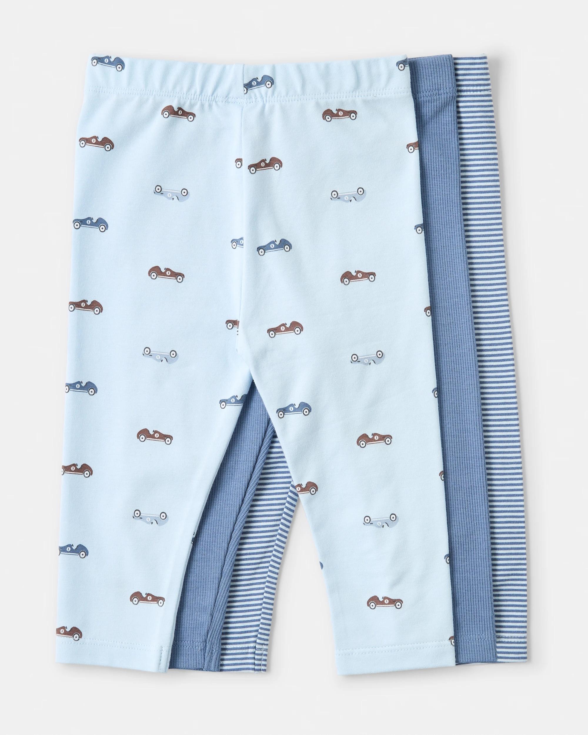 1 3 Pack Cotton Leggings Blu Car, 1 of 8