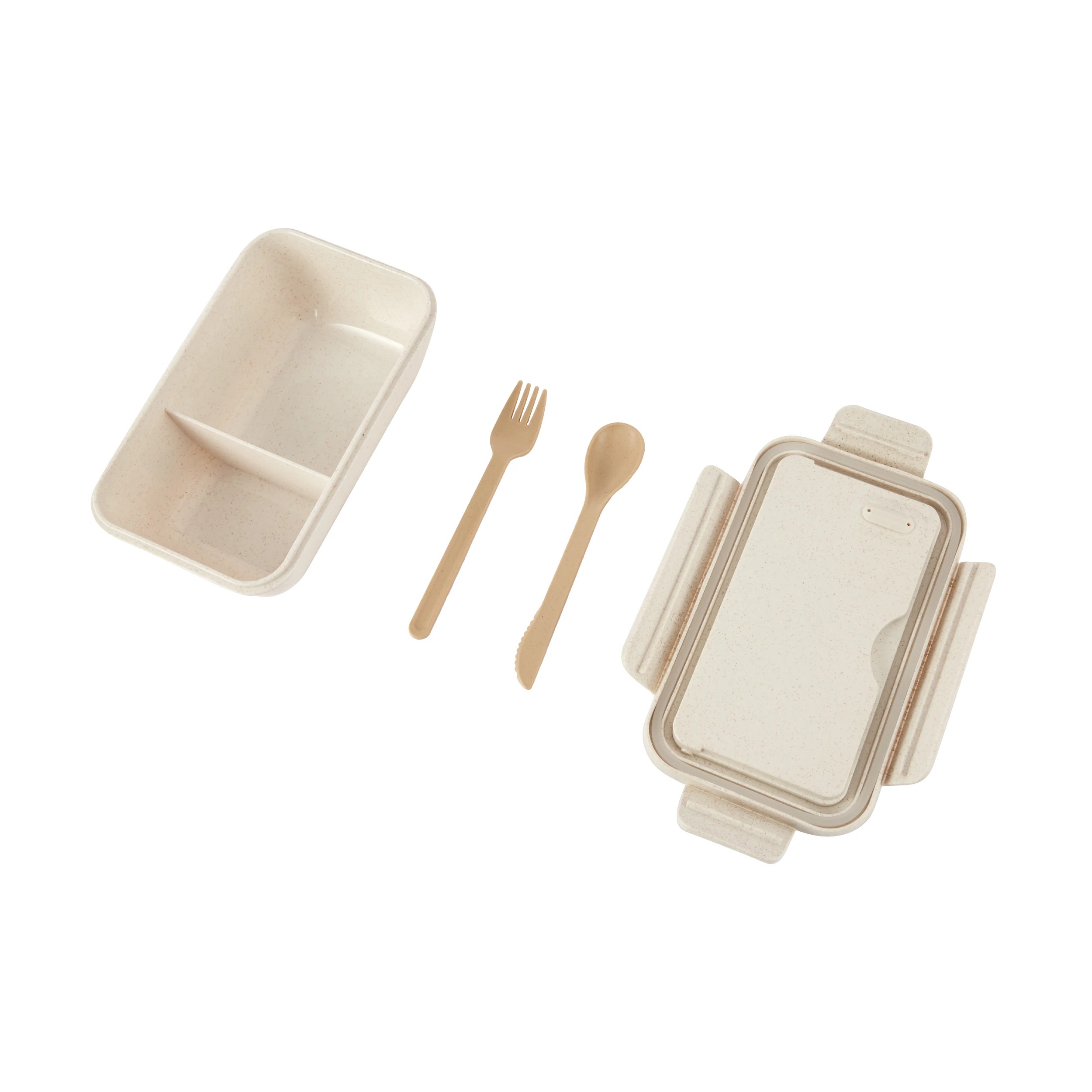 4 Oatmeal Wheat Straw Lunch Box with Cutlery, 4 of 5